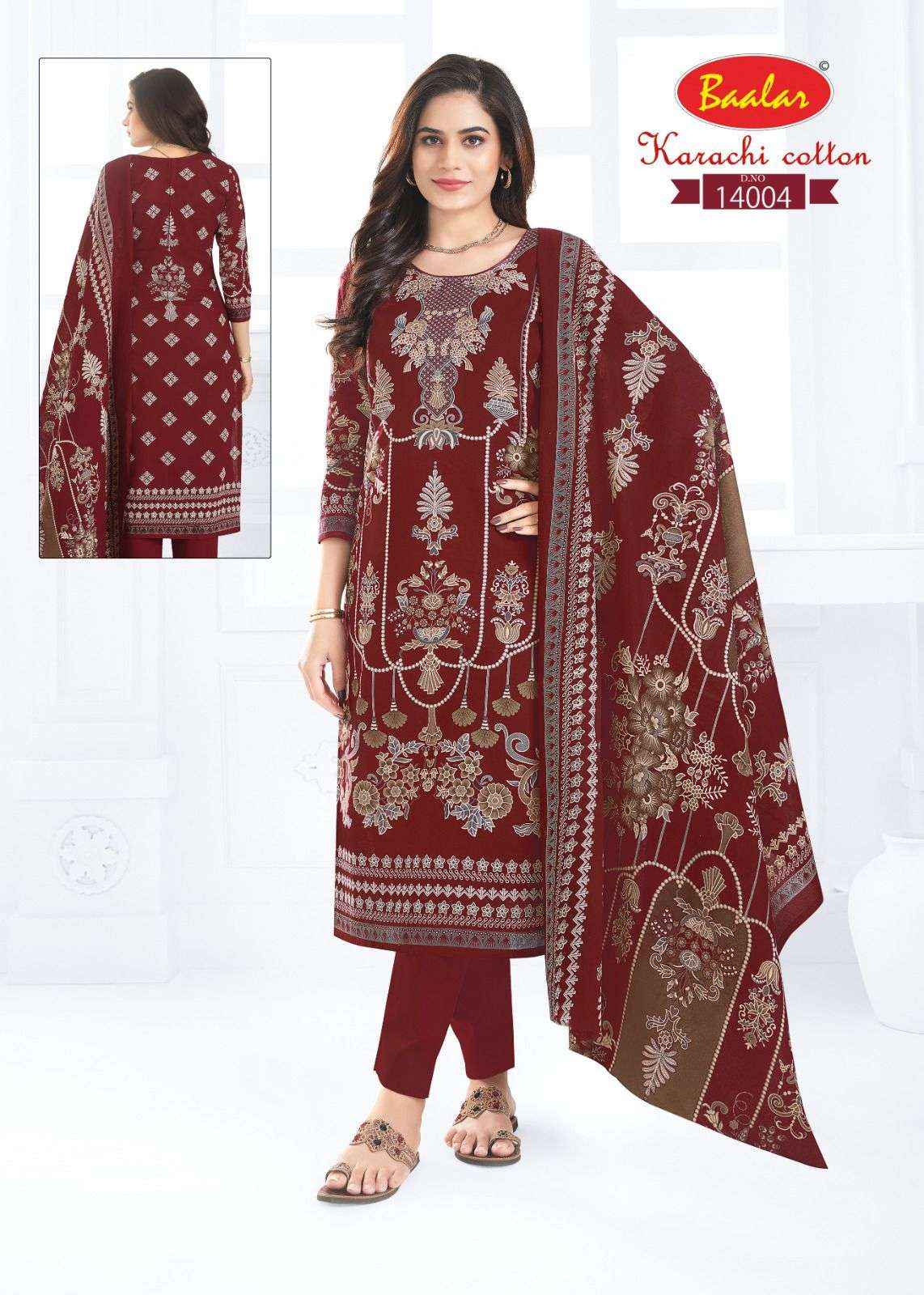 Baalar Cotton Karachi Cotton Vol 14 Unstitch Dress material Wholesale Price ( 12 Pcs Catalogue )