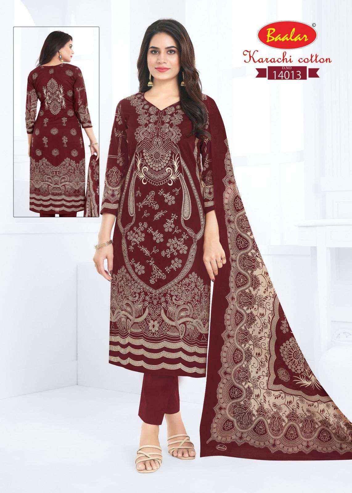 Baalar Cotton Karachi Cotton Vol 14 Unstitch Dress material Wholesale Price ( 12 Pcs Catalogue )