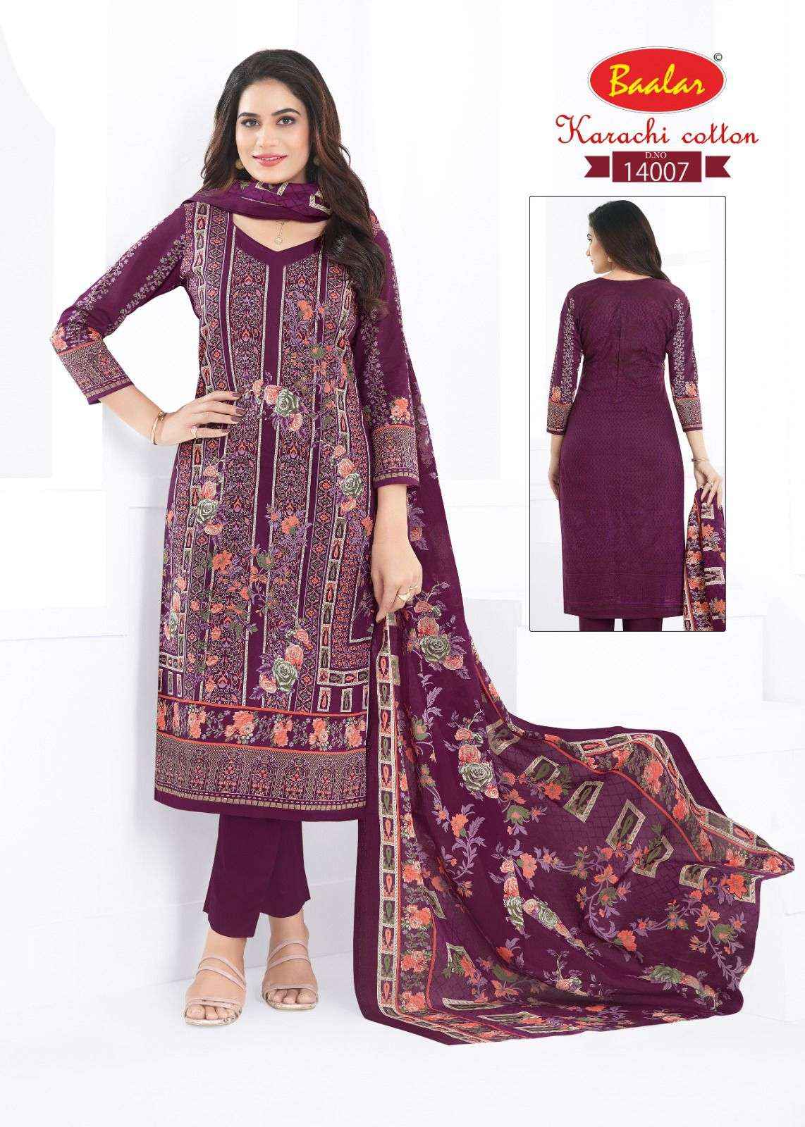 Baalar Cotton Karachi Cotton Vol 14 Unstitch Dress material Wholesale Price ( 12 Pcs Catalogue )