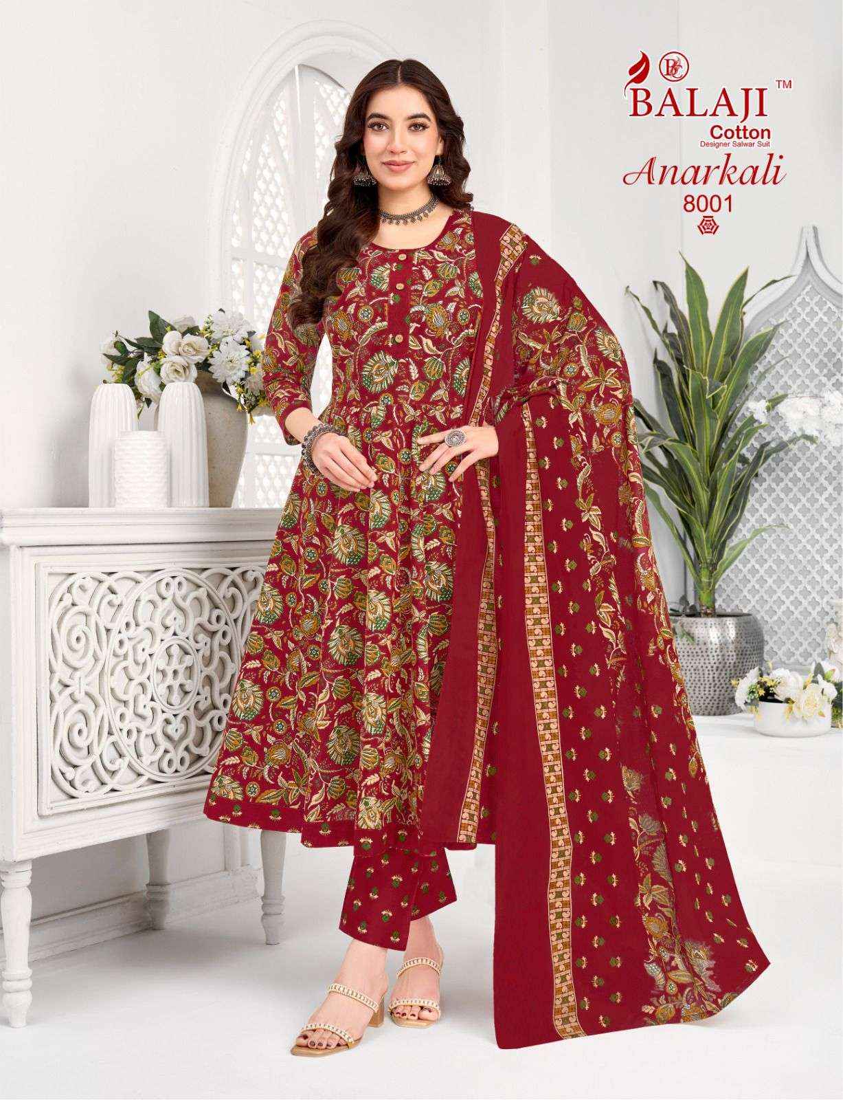 Balaji Cotton Anarkali Vol 8 Readymade Cotton Anarkali Dress Collection ( 8 Pcs Catalog )