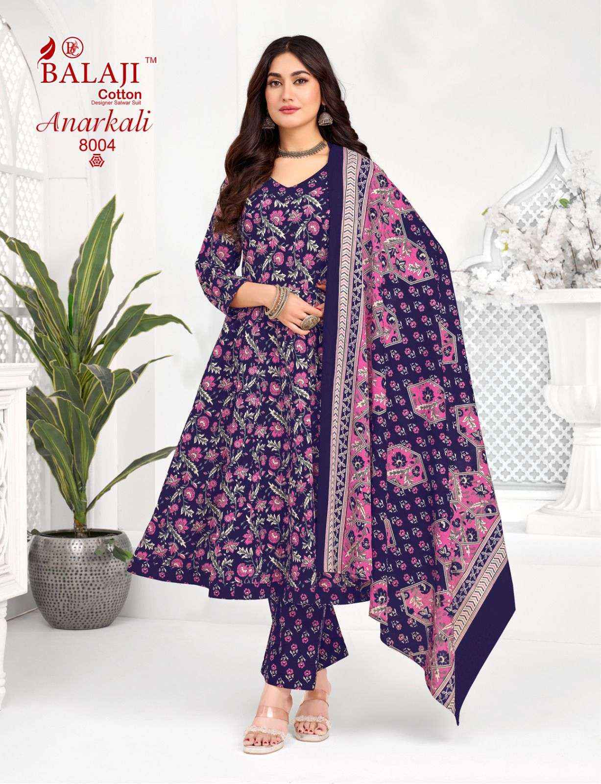 Balaji Cotton Anarkali Vol 8 Readymade Cotton Anarkali Dress Collection ( 8 Pcs Catalog )