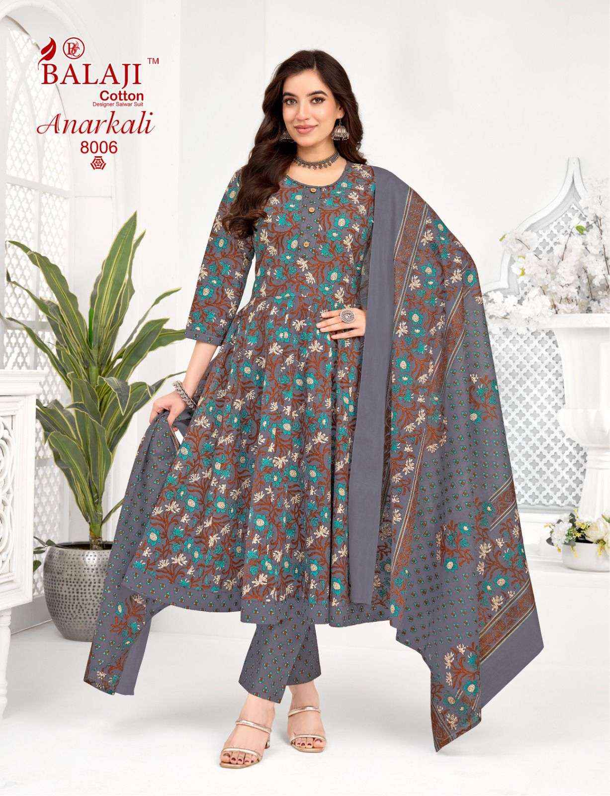 Balaji Cotton Anarkali Vol 8 Readymade Cotton Anarkali Dress Collection ( 8 Pcs Catalog )