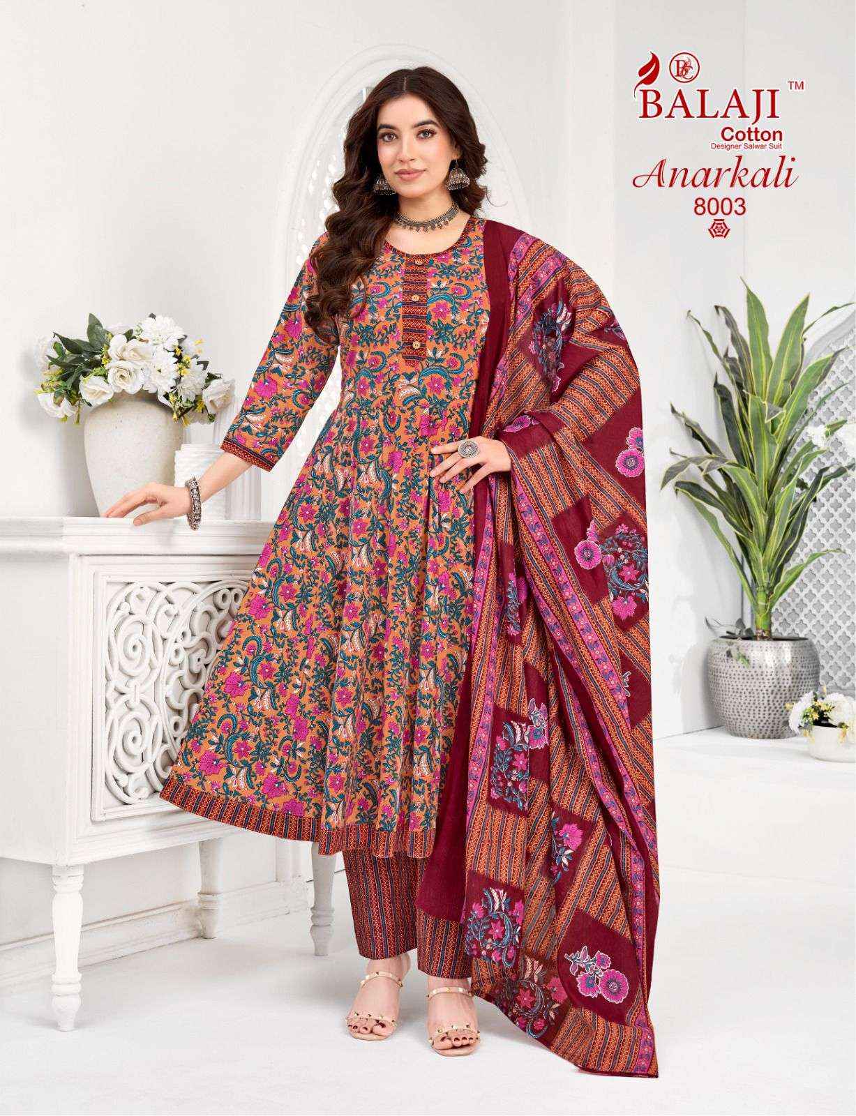 Balaji Cotton Anarkali Vol 8 Readymade Cotton Anarkali Dress Collection ( 8 Pcs Catalog )