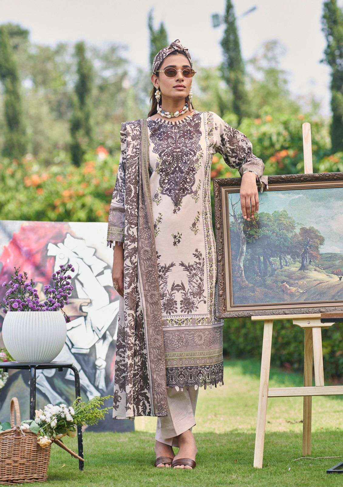COSMOS FASHION JAZMIN VOL 2 LAWN COTTON PRINT WITH FANCY WORK DRESS MATERIAL COLLECTION ( 6 PCS CATALOG )