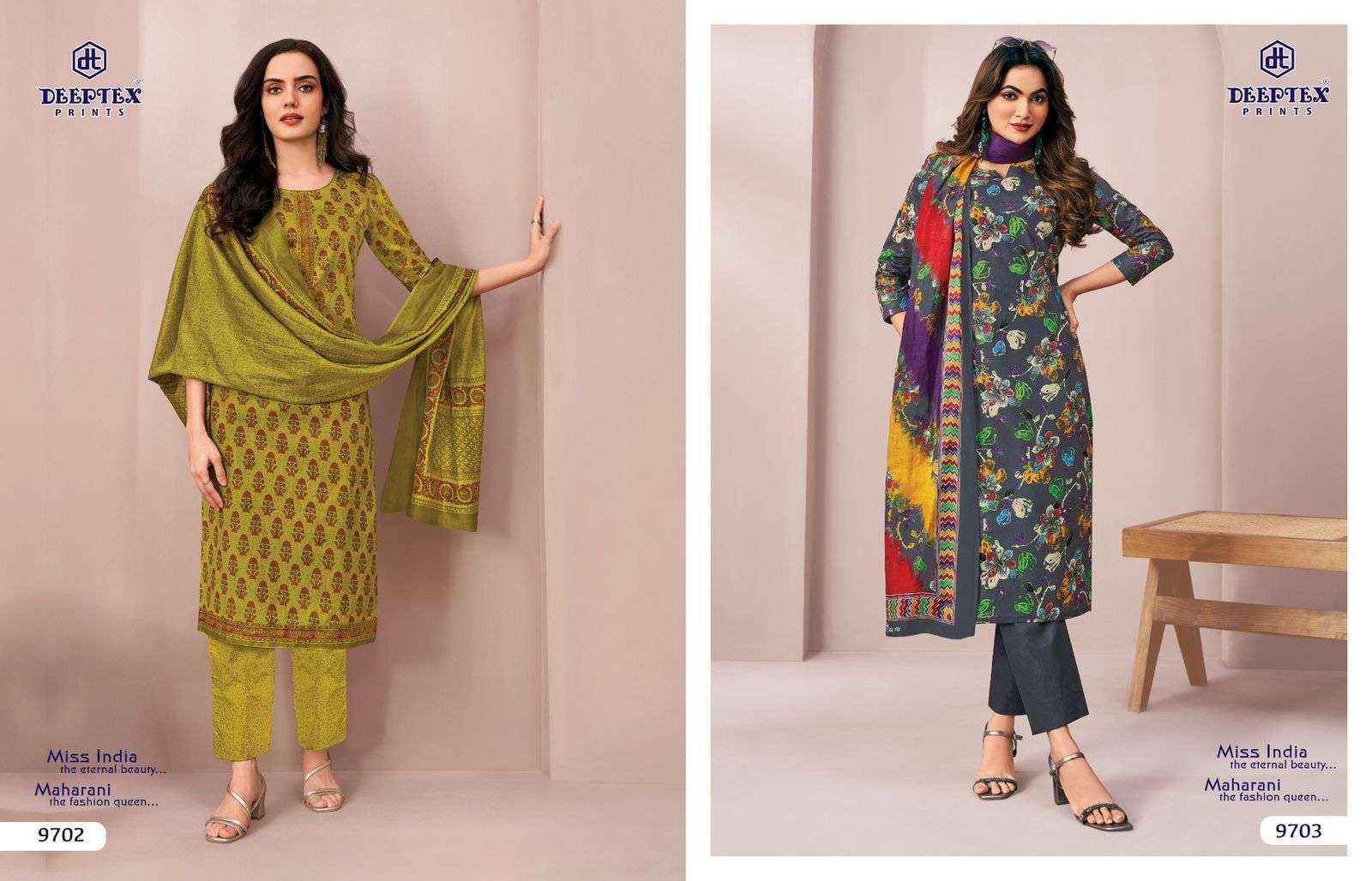 DEEPTEX PRINTS MISS INDIA VOL 97 COTTON PRINTED LADIES DRESS MATERIAL COLLECTION ( 16 PCS CATALOG )