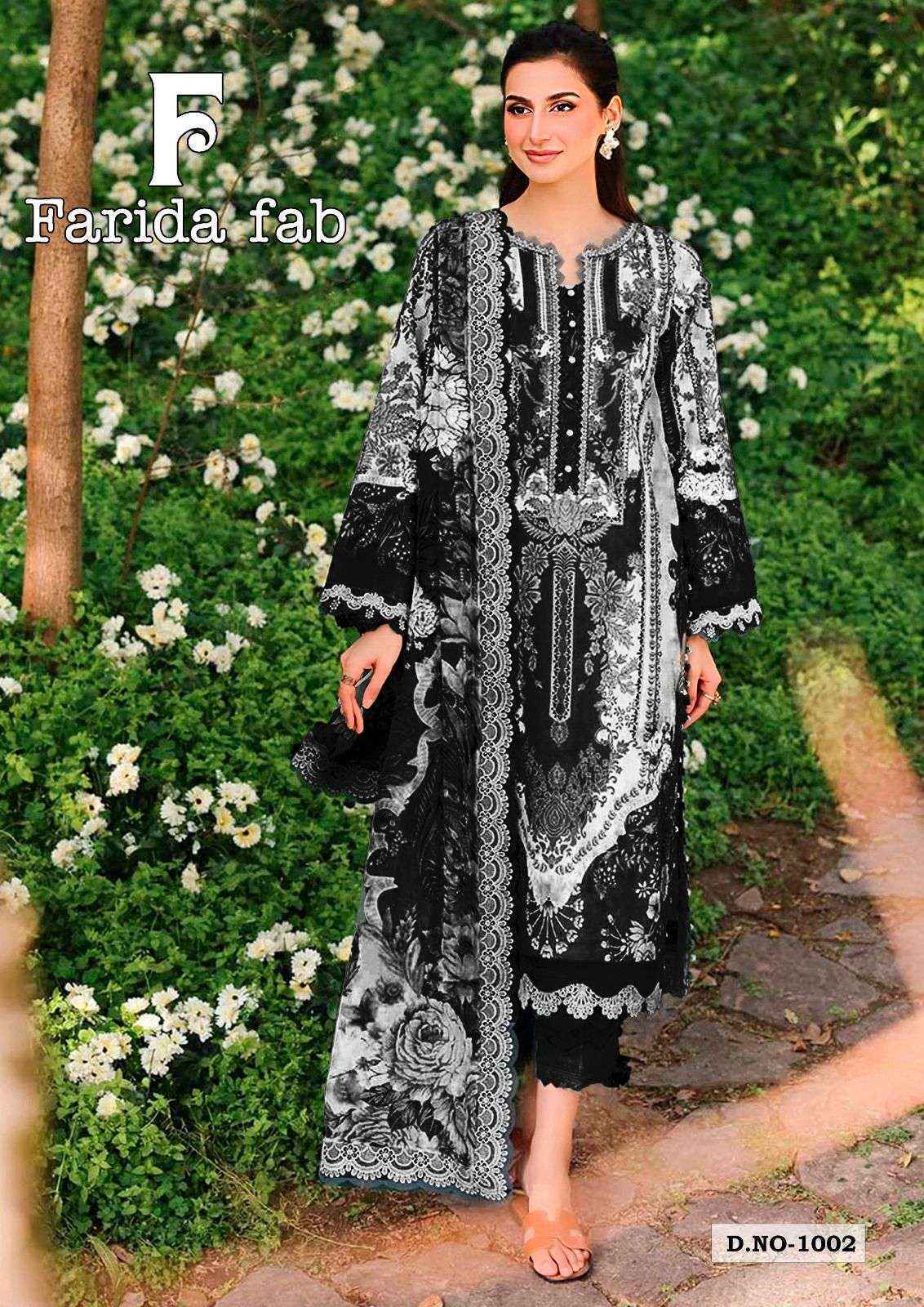 Farida Fab Black & White Heavy Cotton Luxury Collection Cotton Dress Material ( 6 pcs Catalogue )