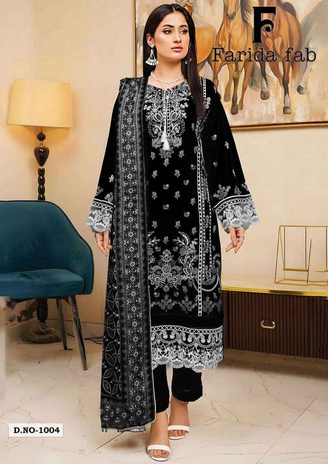 Farida Fab Black & White Heavy Cotton Luxury Collection Cotton Dress Material ( 6 pcs Catalogue )