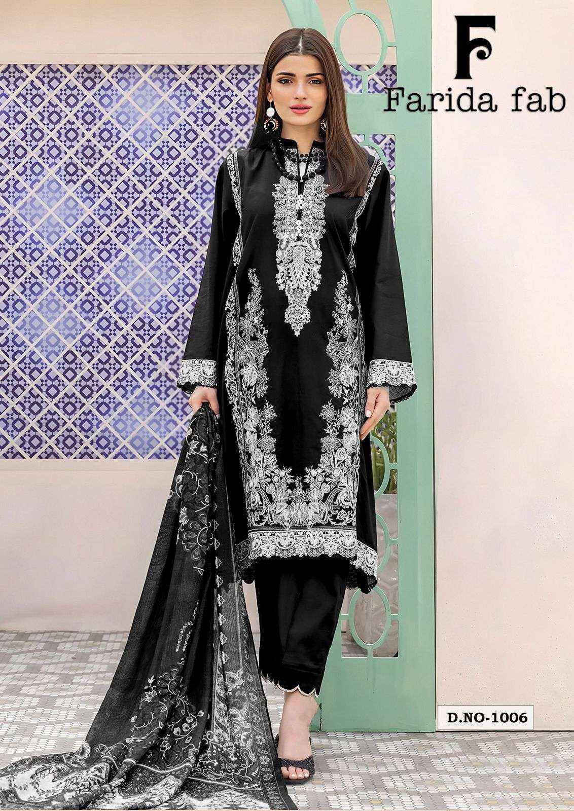 Farida Fab Black & White Heavy Cotton Luxury Collection Cotton Dress Material ( 6 pcs Catalogue )