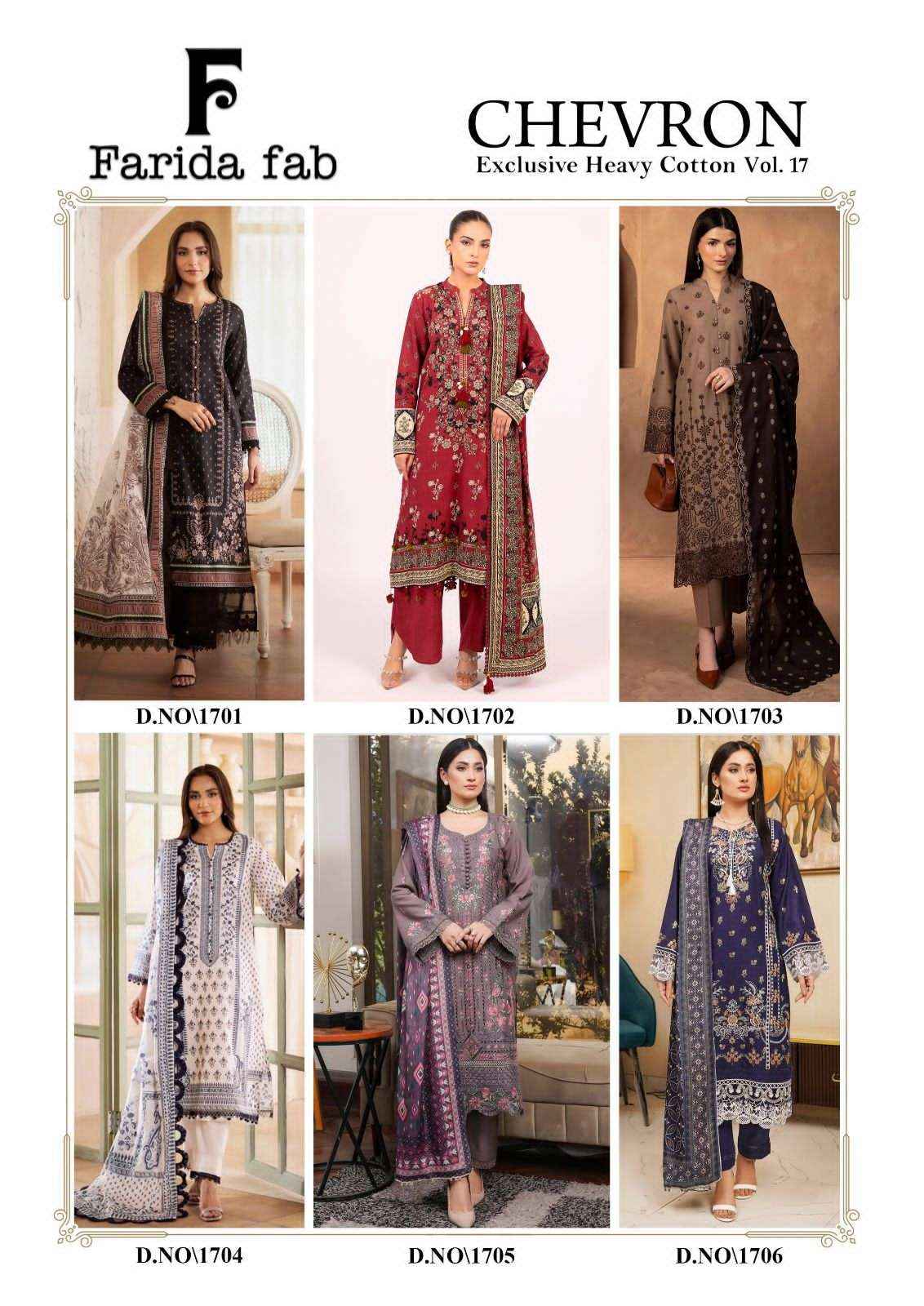 Farida Fab Chevron Vol 17 Exclusive Heavy Cotton Dress Material Wholesale Collection ( 6 Pcs Catalog )