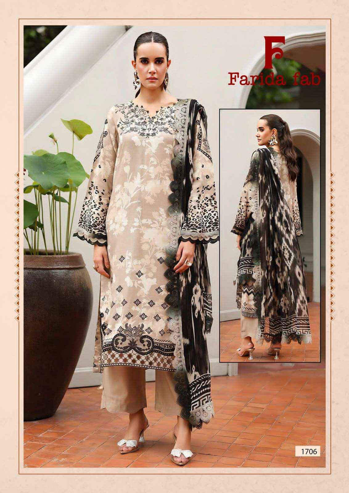 Farida Fab Ellija B Vol 17 Pure Cotton Unstitch Dress Collection ( 6 Pcs Catalog )