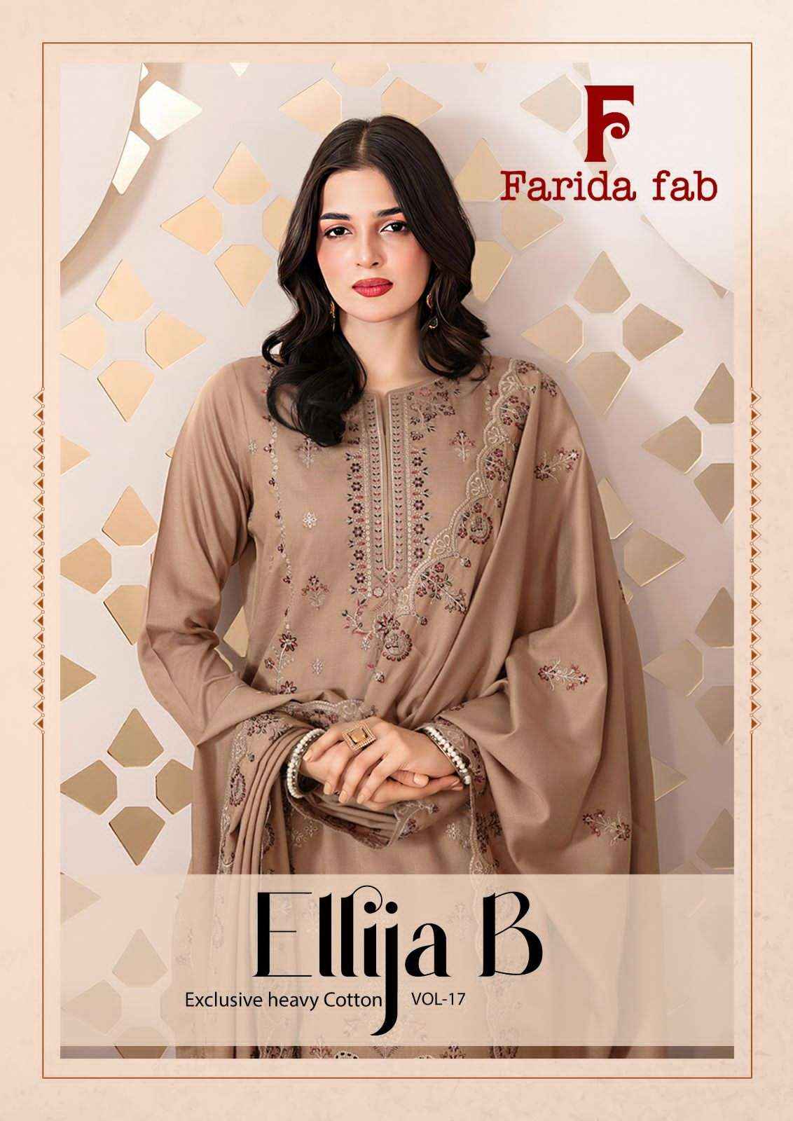 Farida Fab Ellija B Vol 17 Pure Cotton Unstitch Dress Collection ( 6 Pcs Catalog )