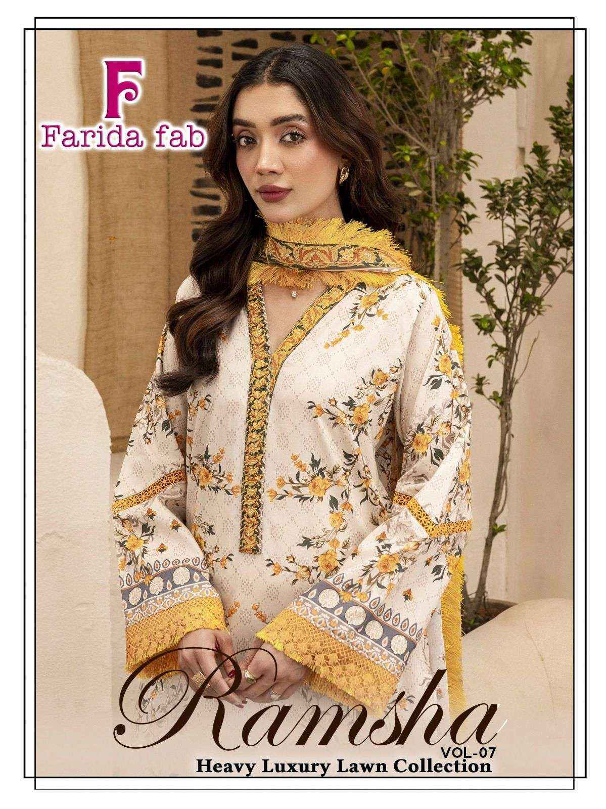 Farida Fab Ramsha Vol 7 Cotton Dress Material Wholesale Price ( 6 pcs Catalogue )