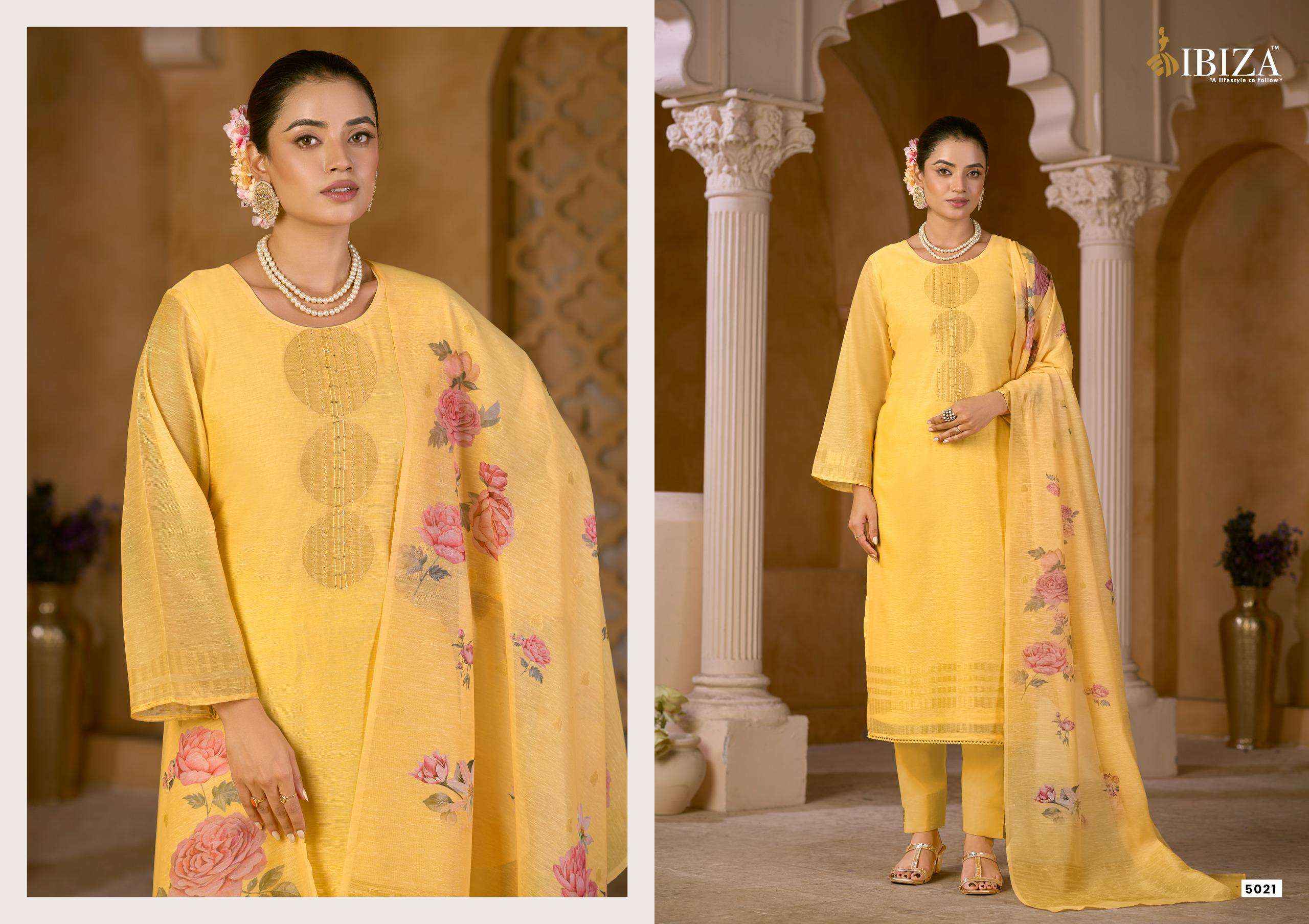 Ibiza Mahiba Pure Linen Jacquard Dress Collection ( 4 Pcs Catalog )