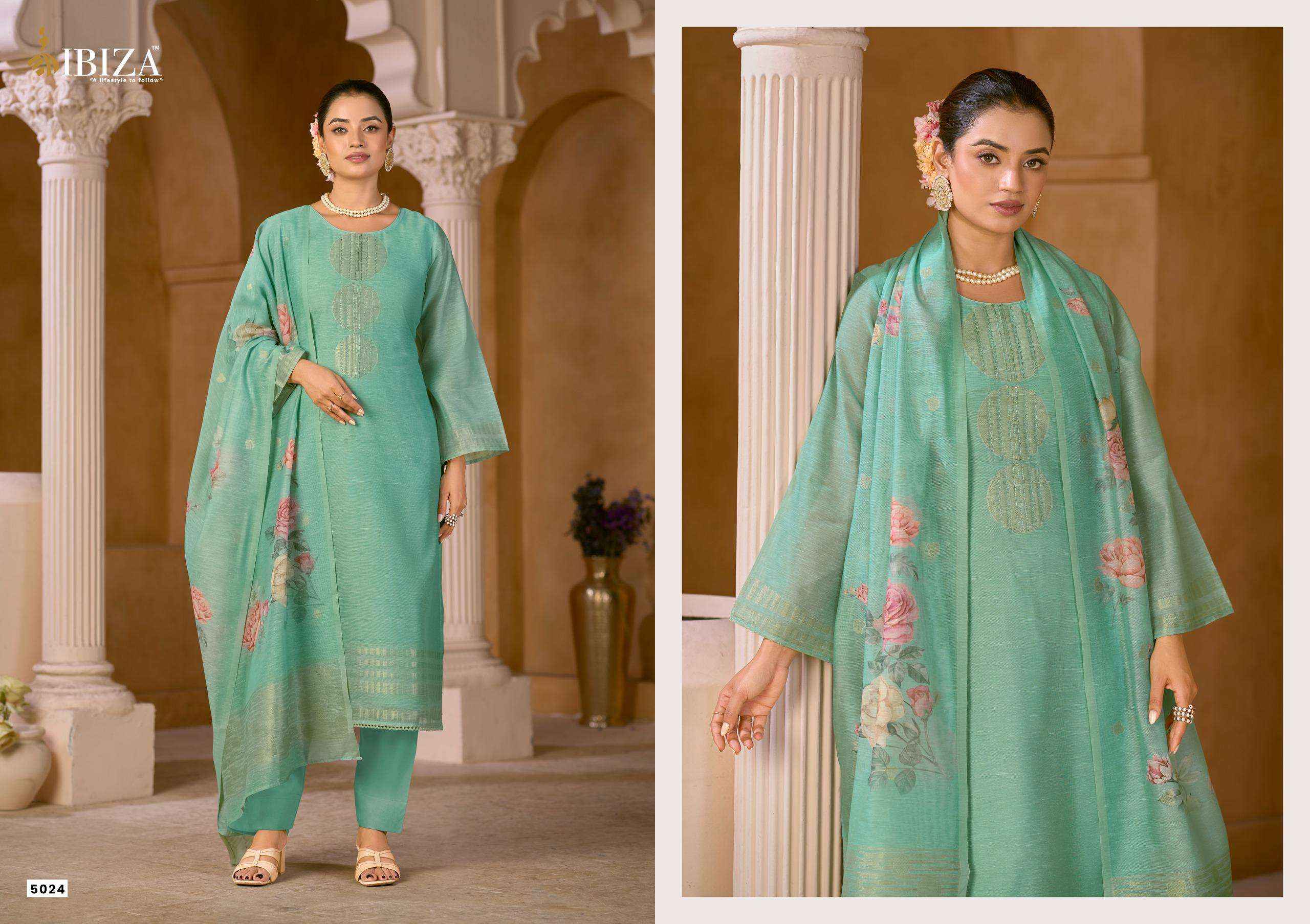 Ibiza Mahiba Pure Linen Jacquard Dress Collection ( 4 Pcs Catalog )