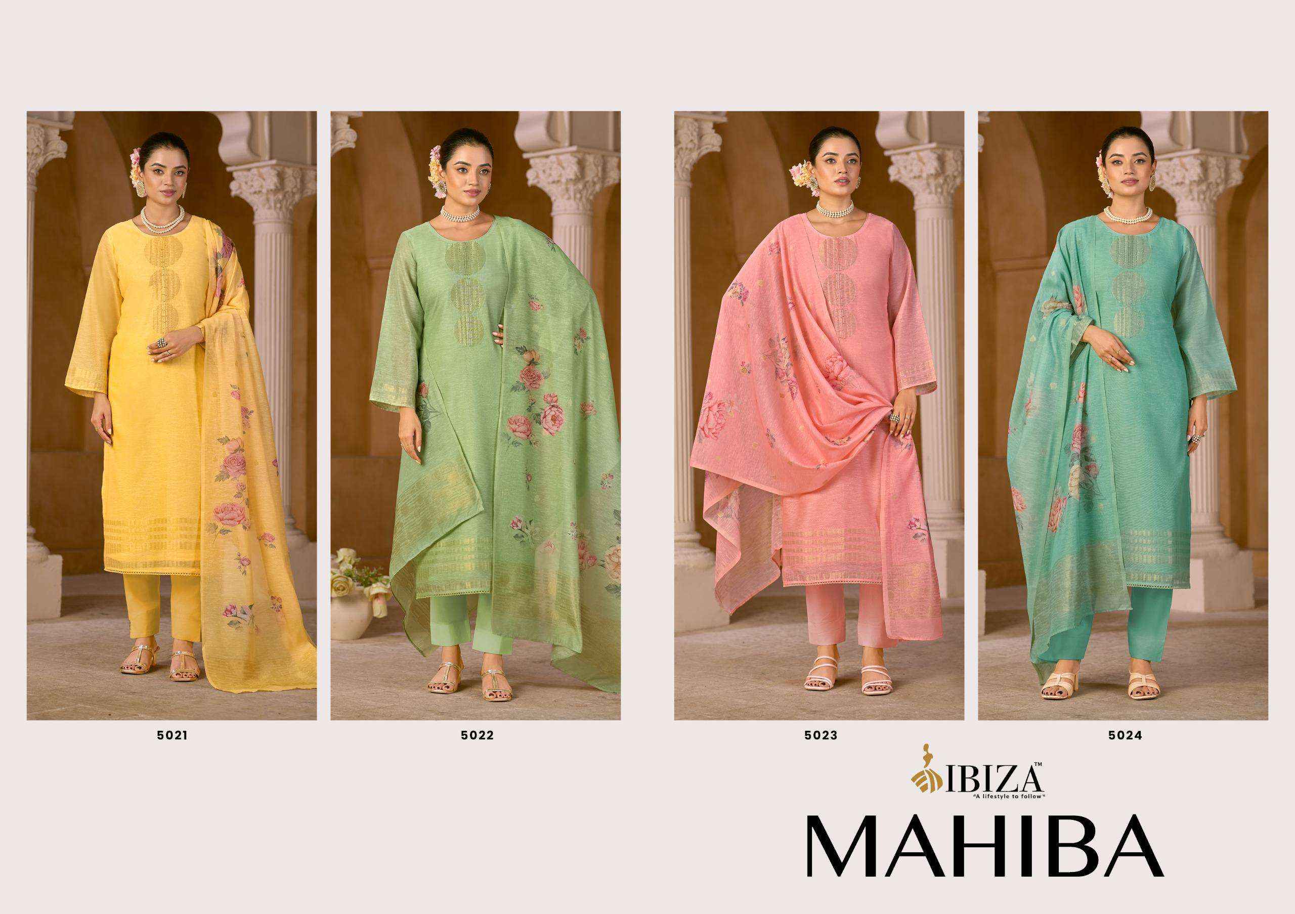 Ibiza Mahiba Pure Linen Jacquard Dress Collection ( 4 Pcs Catalog )