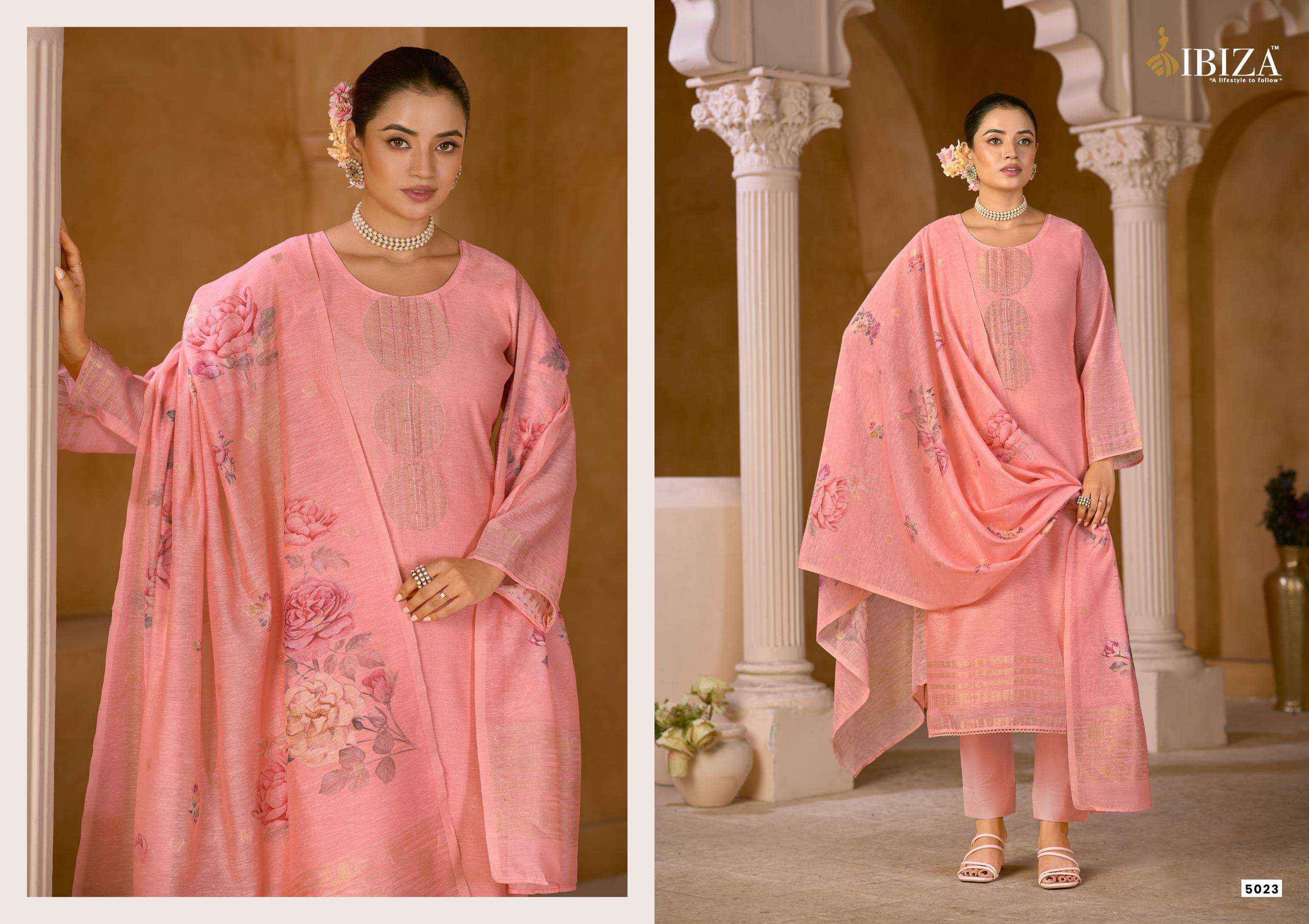 Ibiza Mahiba Pure Linen Jacquard Dress Collection ( 4 Pcs Catalog )