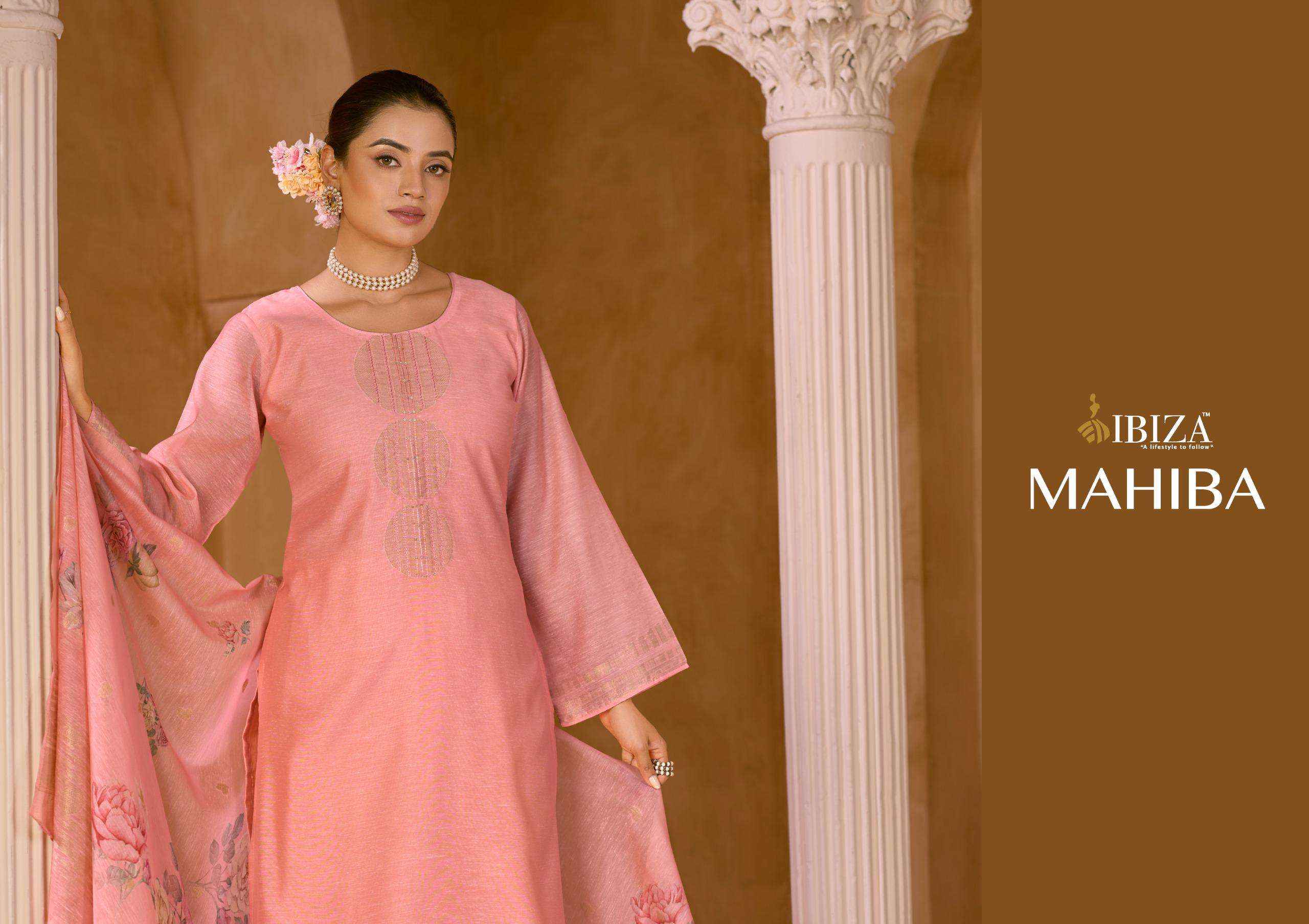 Ibiza Mahiba Pure Linen Jacquard Dress Collection ( 4 Pcs Catalog )