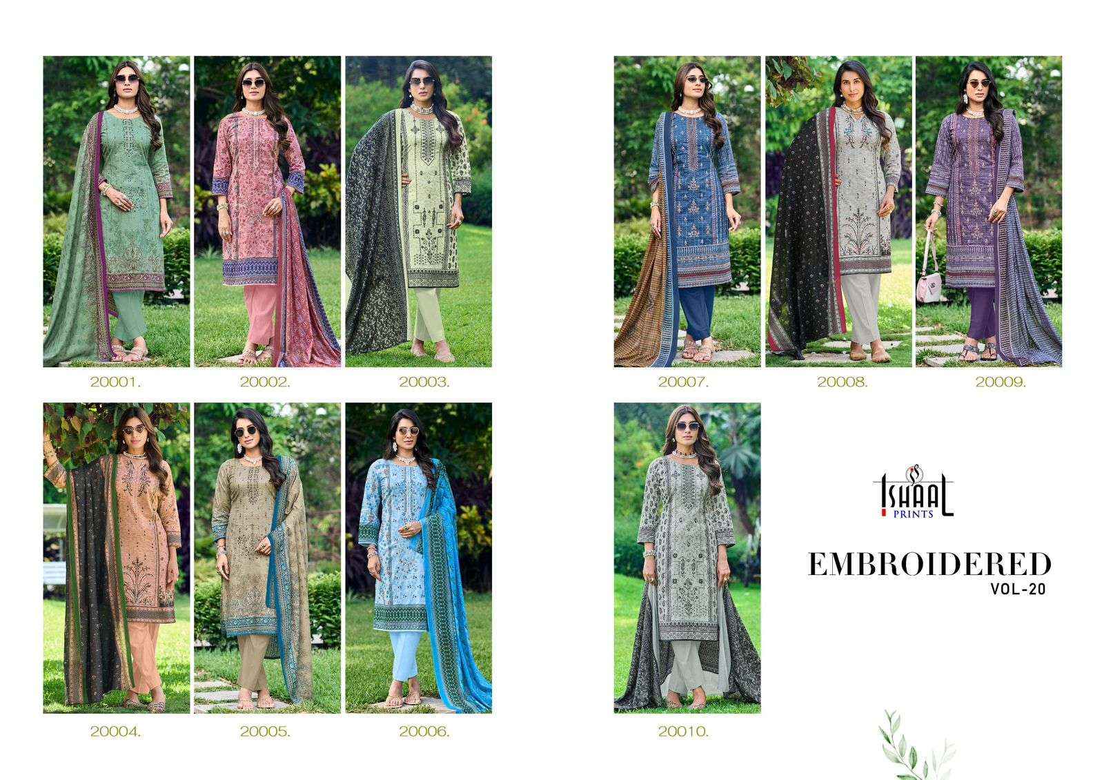 Ishaal Prints Embroidered Vol 20 Pure Lawn Dress Material Wholesale Collection  ( 10 Pcs Catalog )