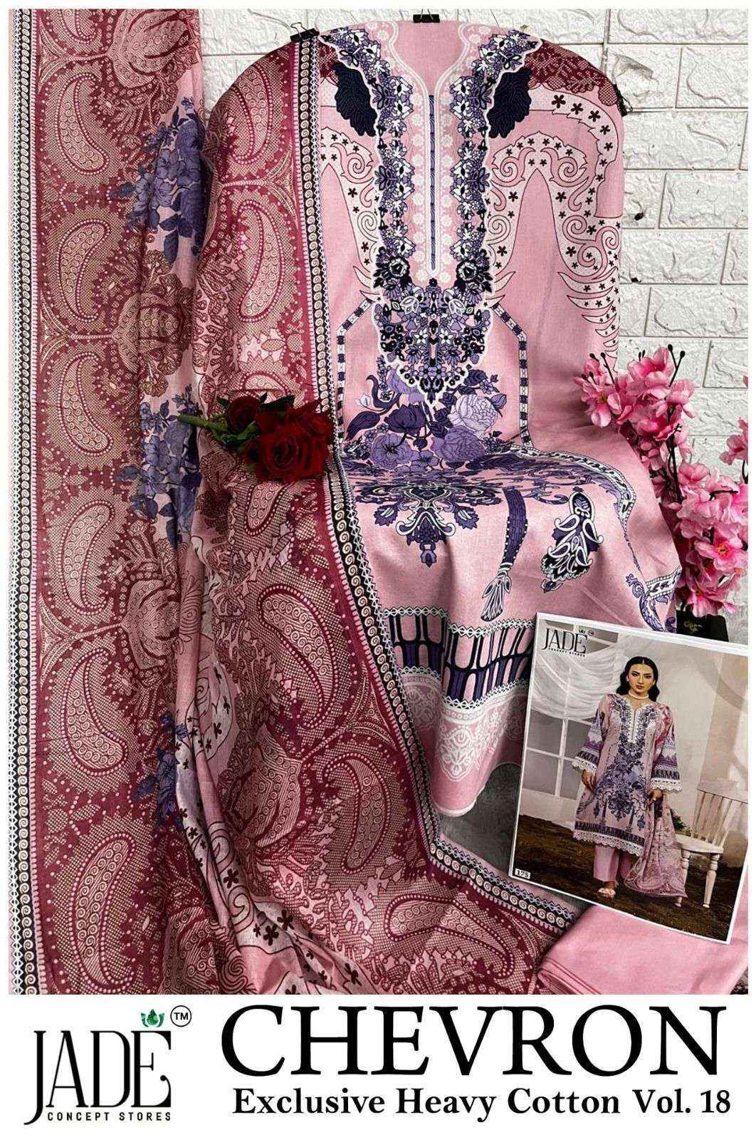 Jade Chevron Vol 18 Heavy Cotton Pakistani Style Dress Material Collection ( 6 Pcs Catalog )
