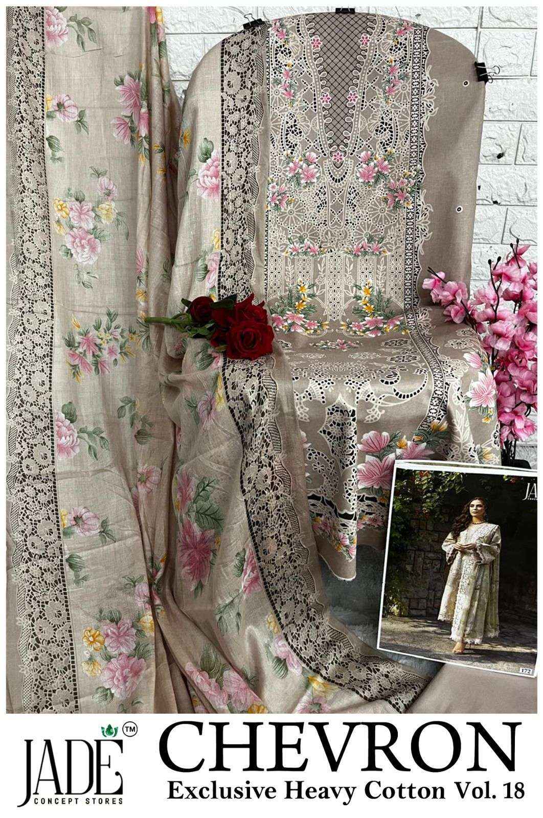 Jade Chevron Vol 18 Heavy Cotton Pakistani Style Dress Material Collection ( 6 Pcs Catalog )