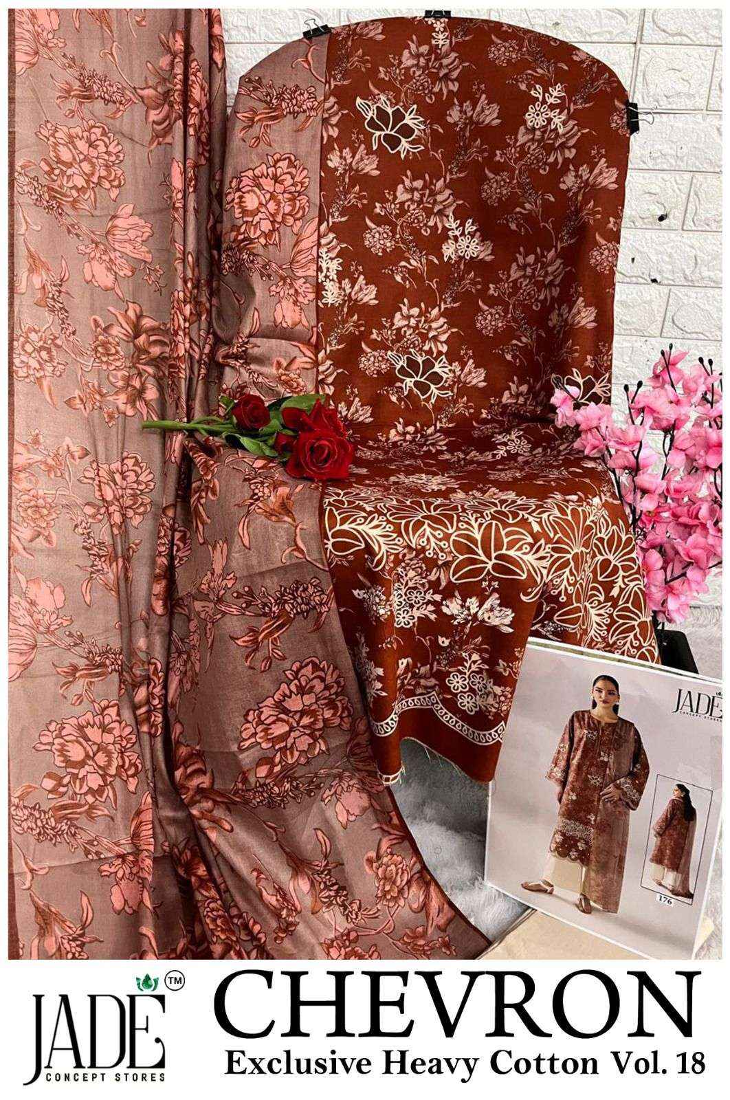 Jade Chevron Vol 18 Heavy Cotton Pakistani Style Dress Material Collection ( 6 Pcs Catalog )