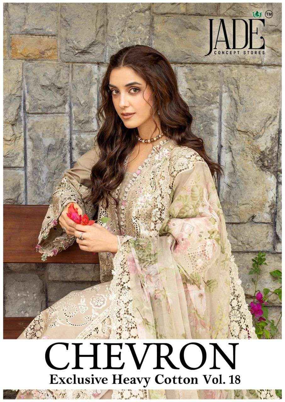 Jade Chevron Vol 18 Heavy Cotton Pakistani Style Dress Material Collection ( 6 Pcs Catalog )