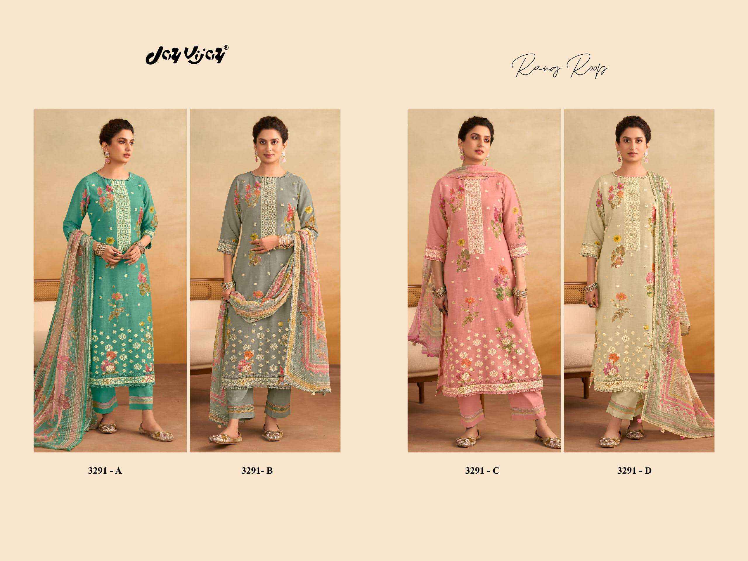 Jay Vijay Rang Roop 3291 Fancy Ladies Dress Material Wholesale Collection ( 4 Pcs Catalog )