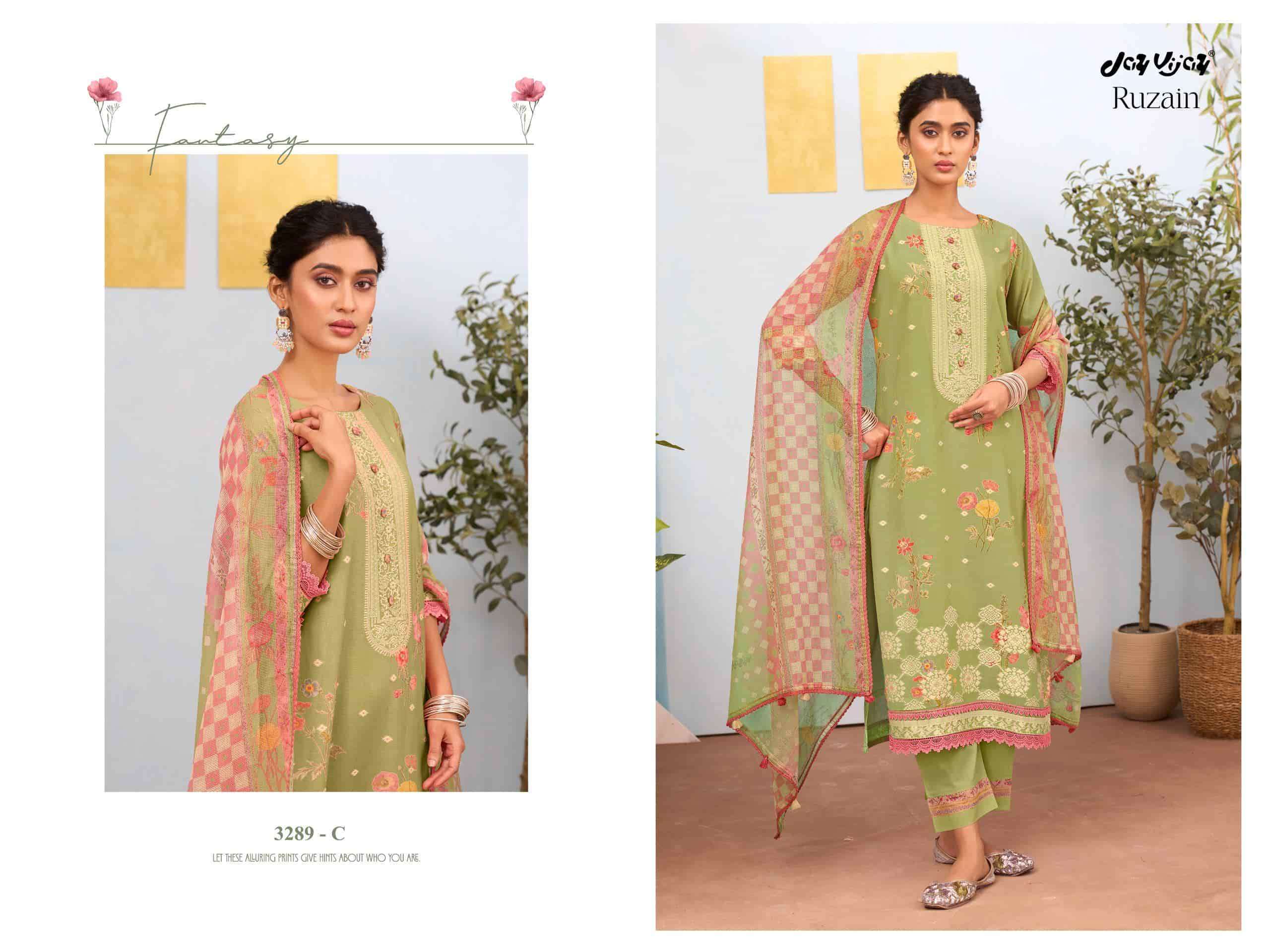 Jay Vijay Ruzain 3289 Pure Linen Jacquard Designer Dress Material Wholesale Collection ( 4 Pcs Catalog )