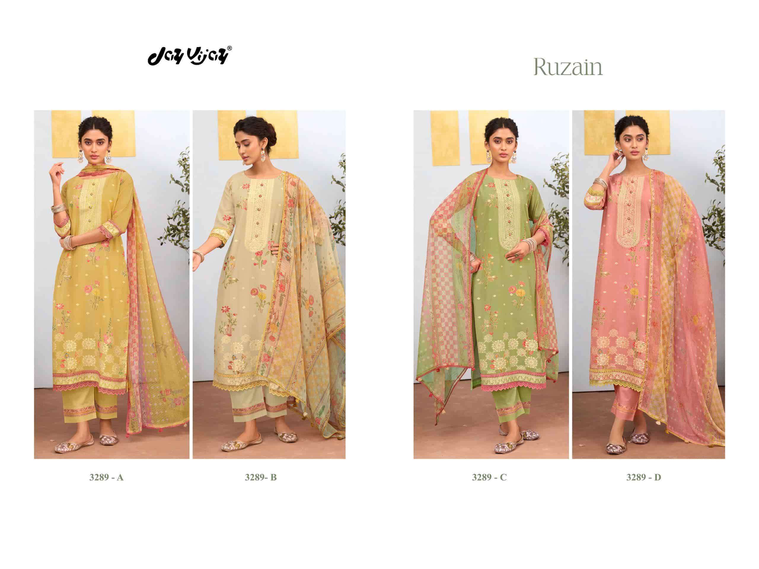 Jay Vijay Ruzain 3289 Pure Linen Jacquard Designer Dress Material Wholesale Collection ( 4 Pcs Catalog )
