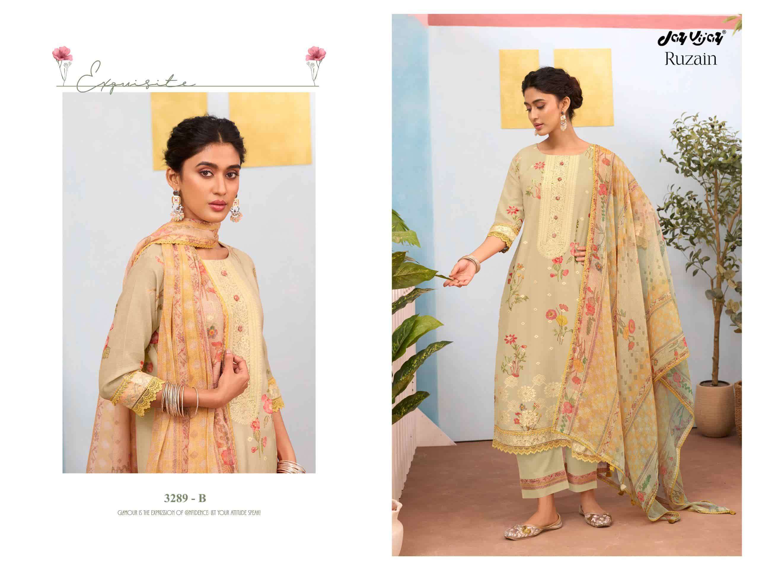 Jay Vijay Ruzain 3289 Pure Linen Jacquard Designer Dress Material Wholesale Collection ( 4 Pcs Catalog )