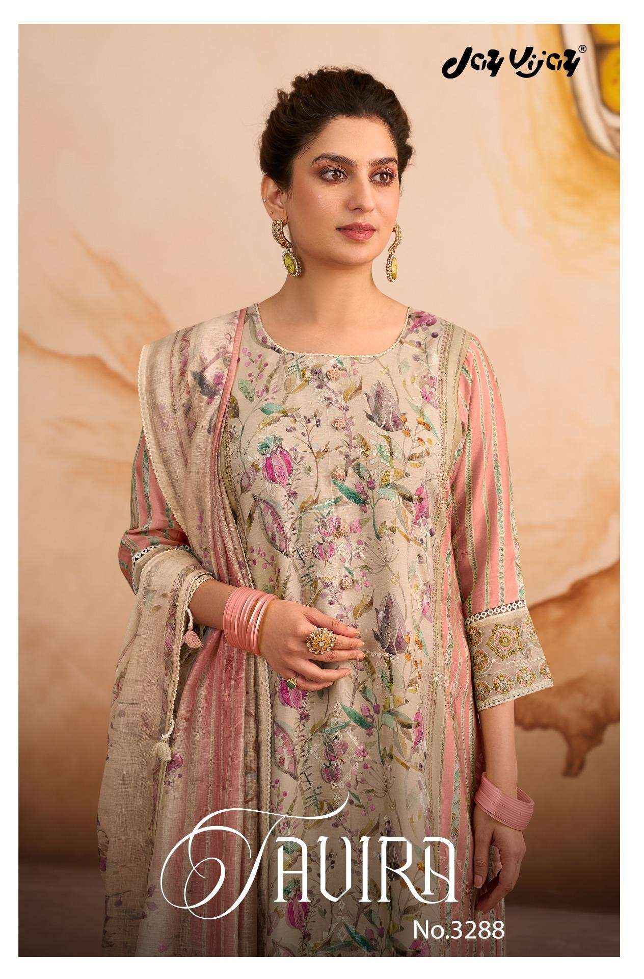Jay Vijay Tavira 3288 Premium Designs Muslin Dress Material Wholesale Collection ( 4 Pcs Catalog )
