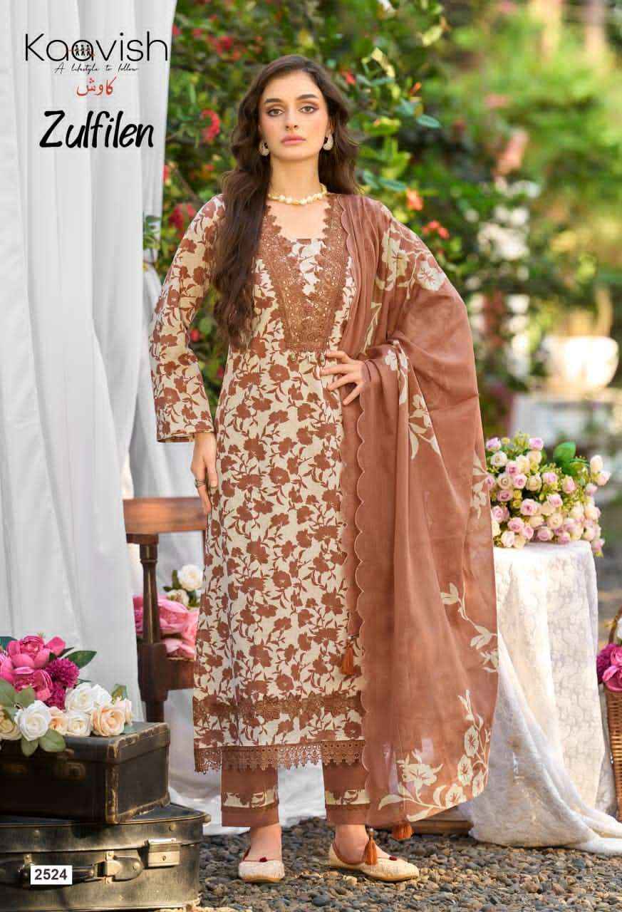Kaavish Zulfilen Pure Lawn Cotton Ladies Dress Material Wholesale Collection ( 4 Pcs Catalog )