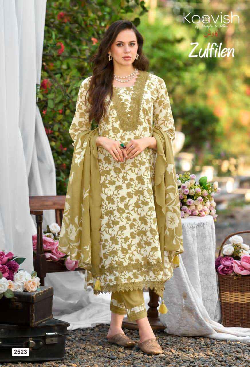 Kaavish Zulfilen Pure Lawn Cotton Ladies Dress Material Wholesale Collection ( 4 Pcs Catalog )