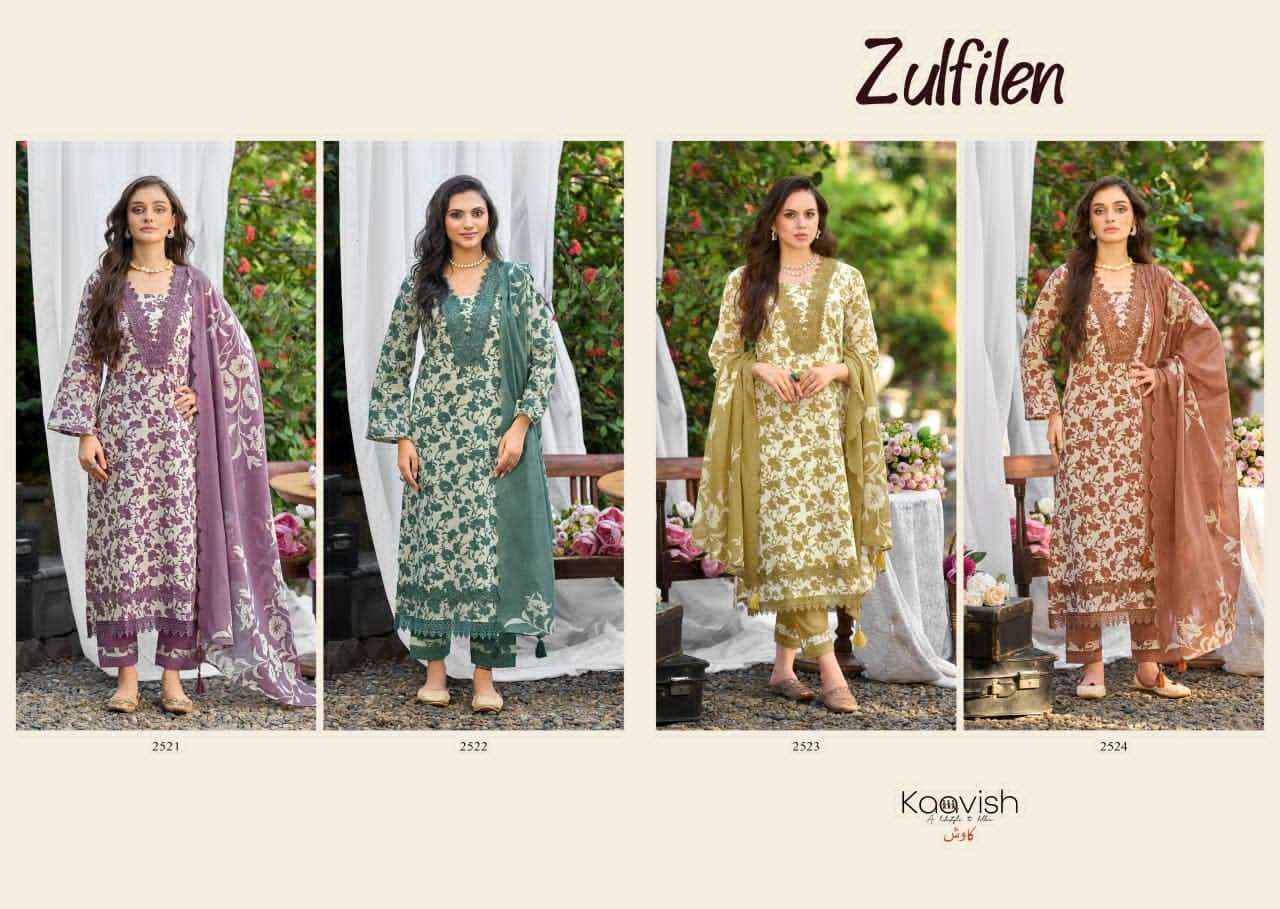 Kaavish Zulfilen Pure Lawn Cotton Ladies Dress Material Wholesale Collection ( 4 Pcs Catalog )