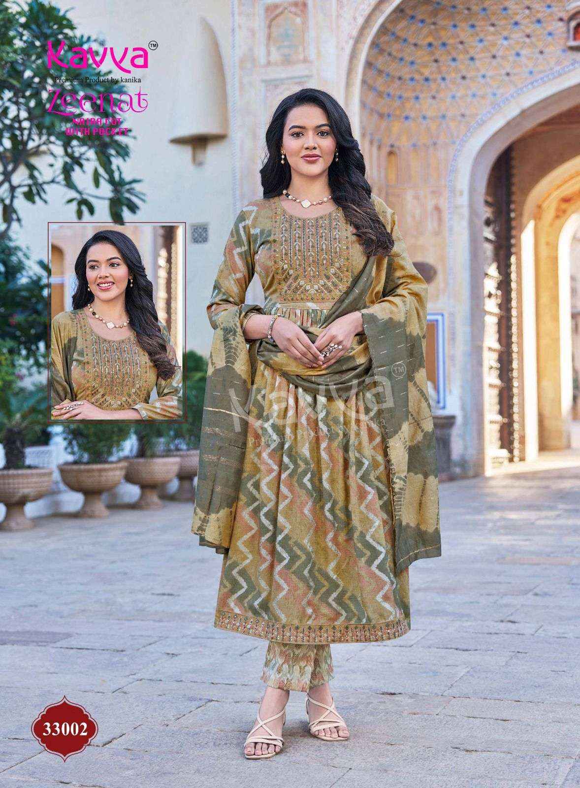 Kavya Zeenat Vol 33 Nayra Cut Top Bottom Dupatta Set Wholesale Collection ( 10 Pcs Catalog )