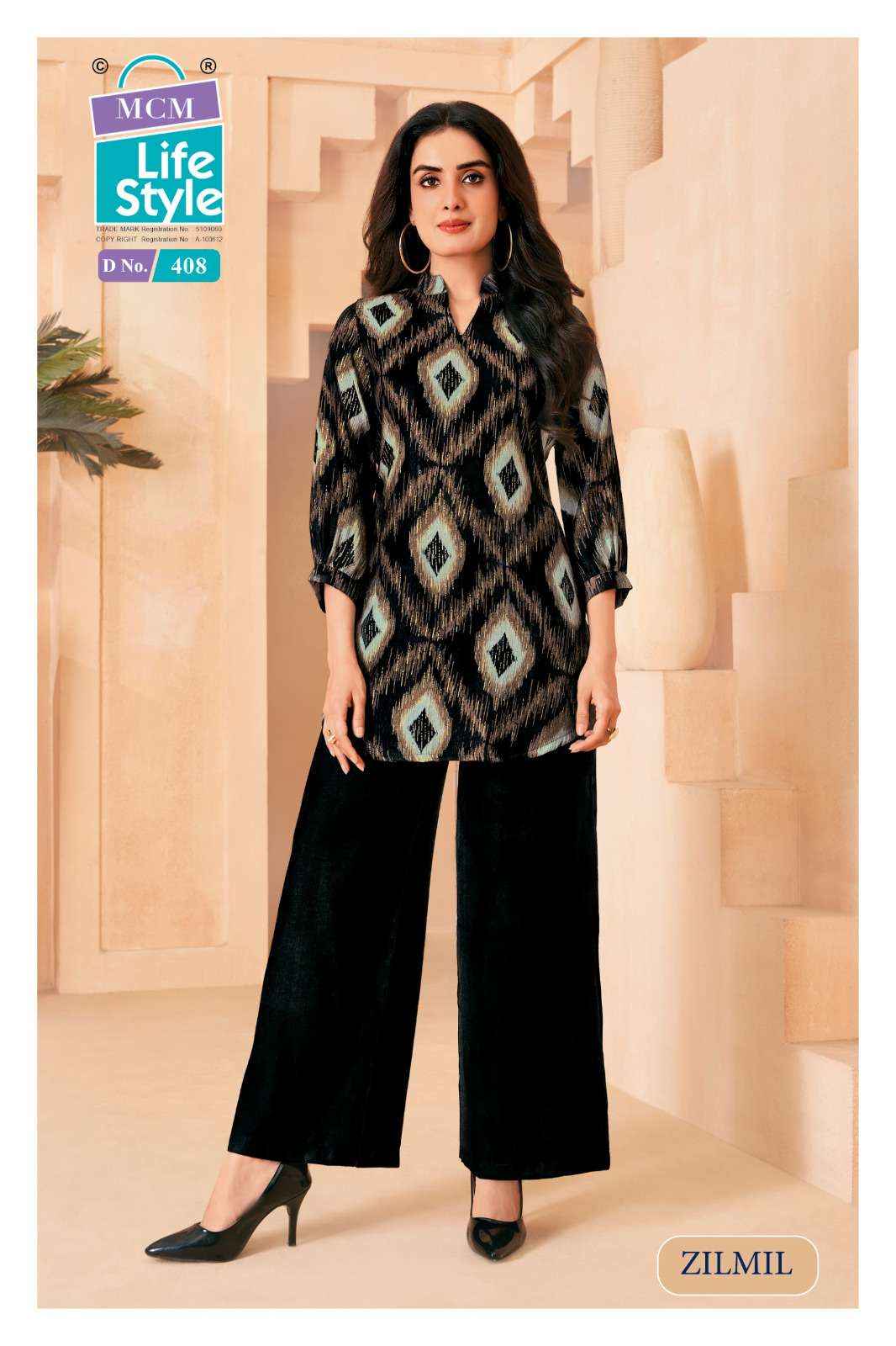Mcm Lifestyle Zilmil Vol 4 Premium Wear Top Palazzo Pair Dress Collection ( 10 Pcs Catalog )