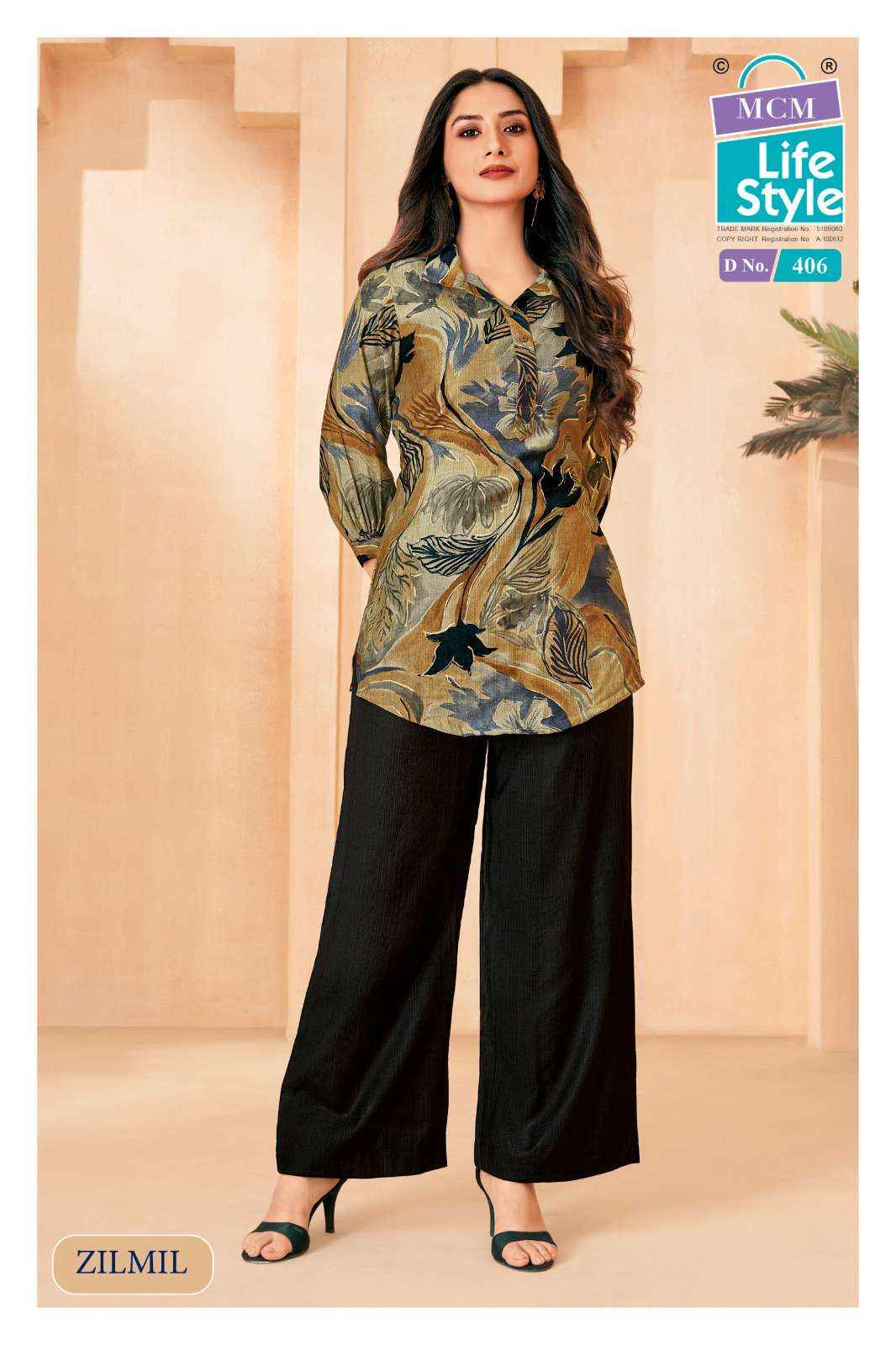 Mcm Lifestyle Zilmil Vol 4 Premium Wear Top Palazzo Pair Dress Collection ( 10 Pcs Catalog )