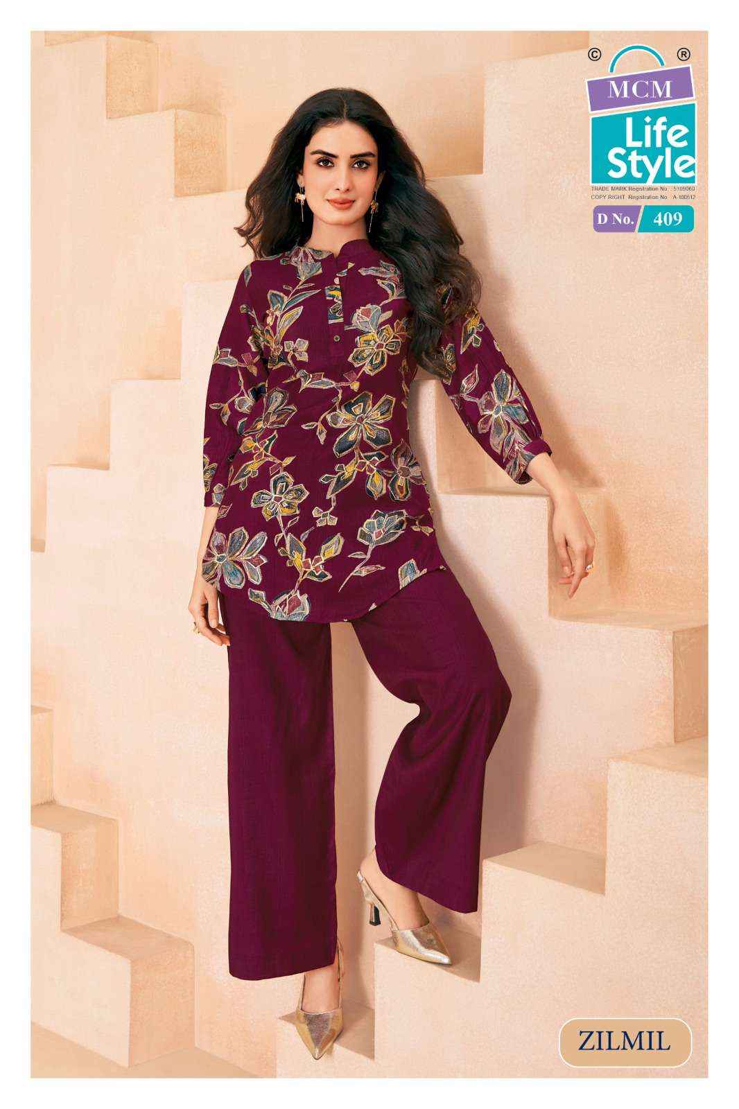 Mcm Lifestyle Zilmil Vol 4 Premium Wear Top Palazzo Pair Dress Collection ( 10 Pcs Catalog )