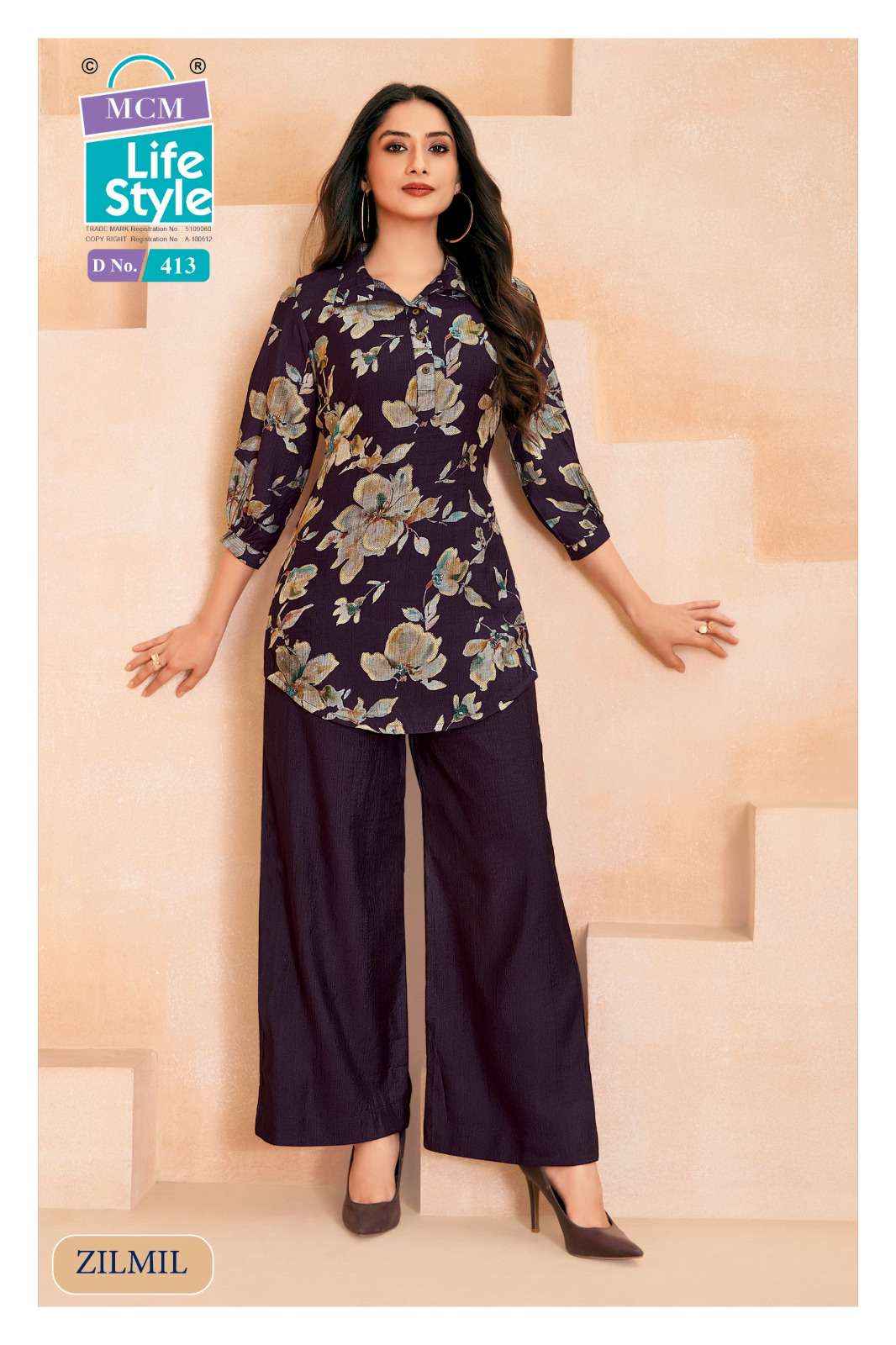 Mcm Lifestyle Zilmil Vol 4 Premium Wear Top Palazzo Pair Dress Collection ( 10 Pcs Catalog )