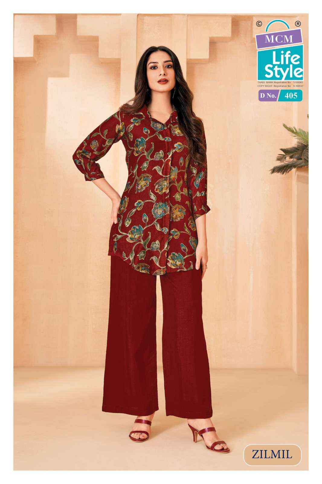 Mcm Lifestyle Zilmil Vol 4 Premium Wear Top Palazzo Pair Dress Collection ( 10 Pcs Catalog )