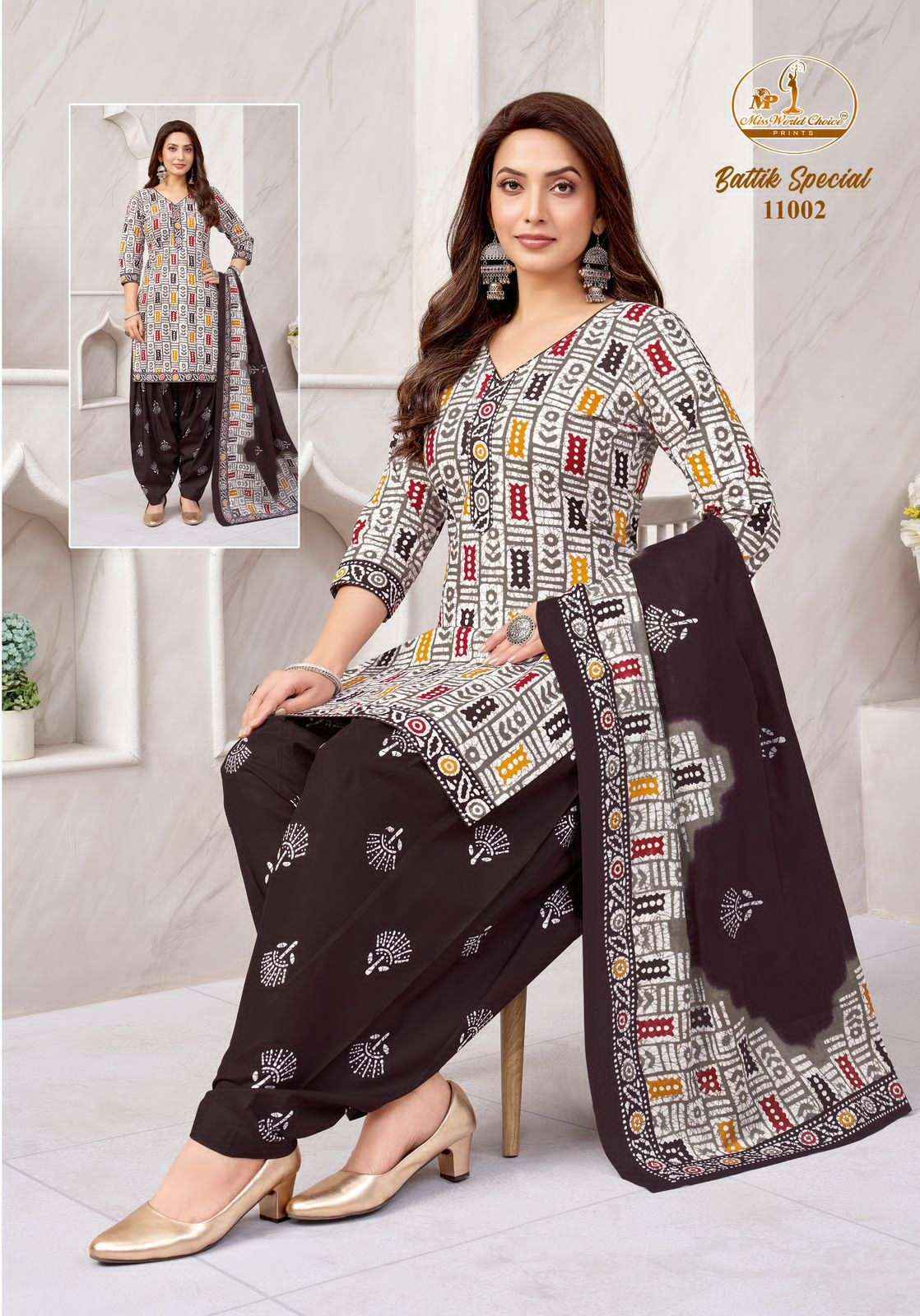 Miss World Choice Battik Special Vol 11 Pure Cotton Dress Material Wholesale ( 10 Pcs Catalogue )
