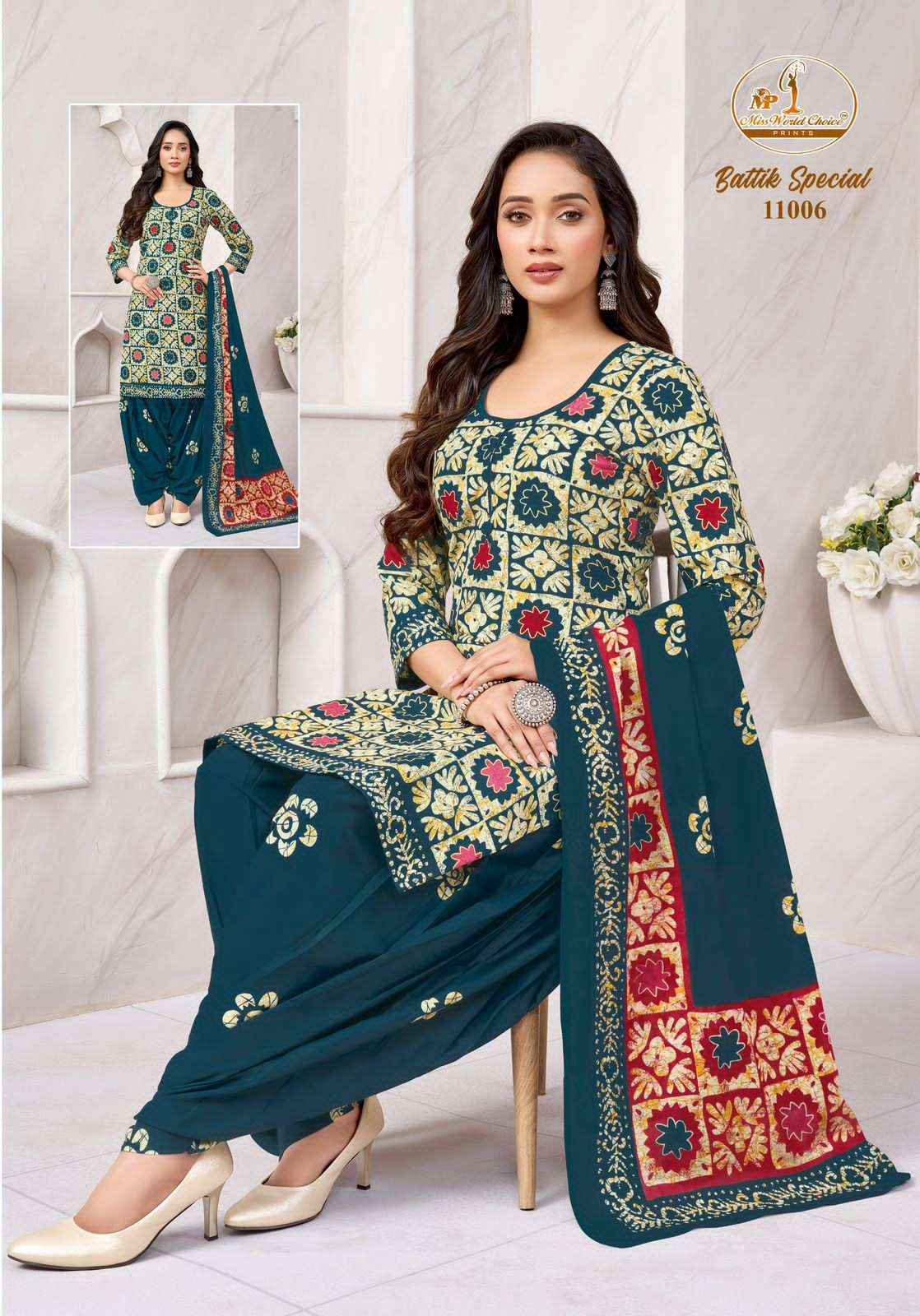 Miss World Choice Battik Special Vol 11 Pure Cotton Dress Material Wholesale ( 10 Pcs Catalogue )
