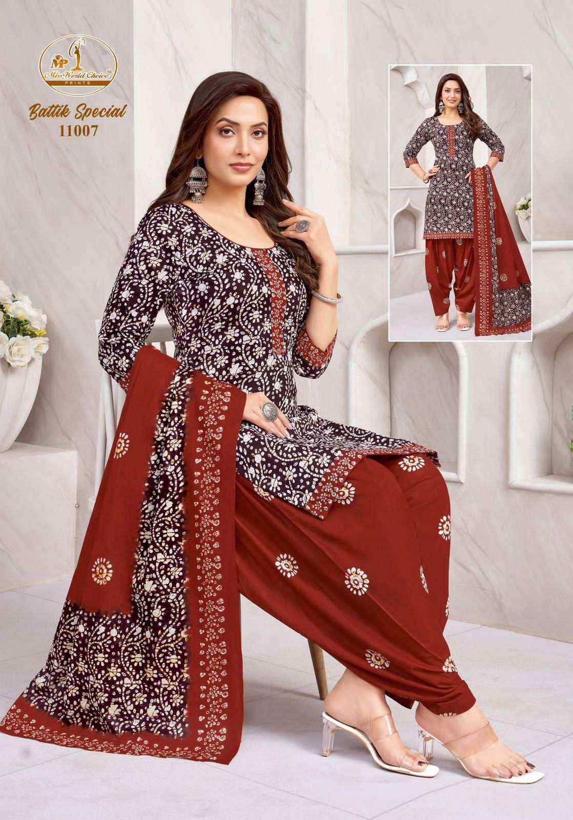 Miss World Choice Battik Special Vol 11 Pure Cotton Dress Material Wholesale ( 10 Pcs Catalogue )