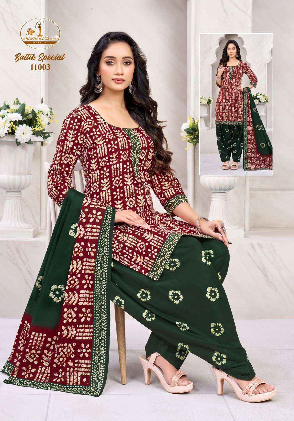 Miss World Choice Battik Special Vol 11 Pure Cotton Dress Material Wholesale ( 10 Pcs Catalogue )