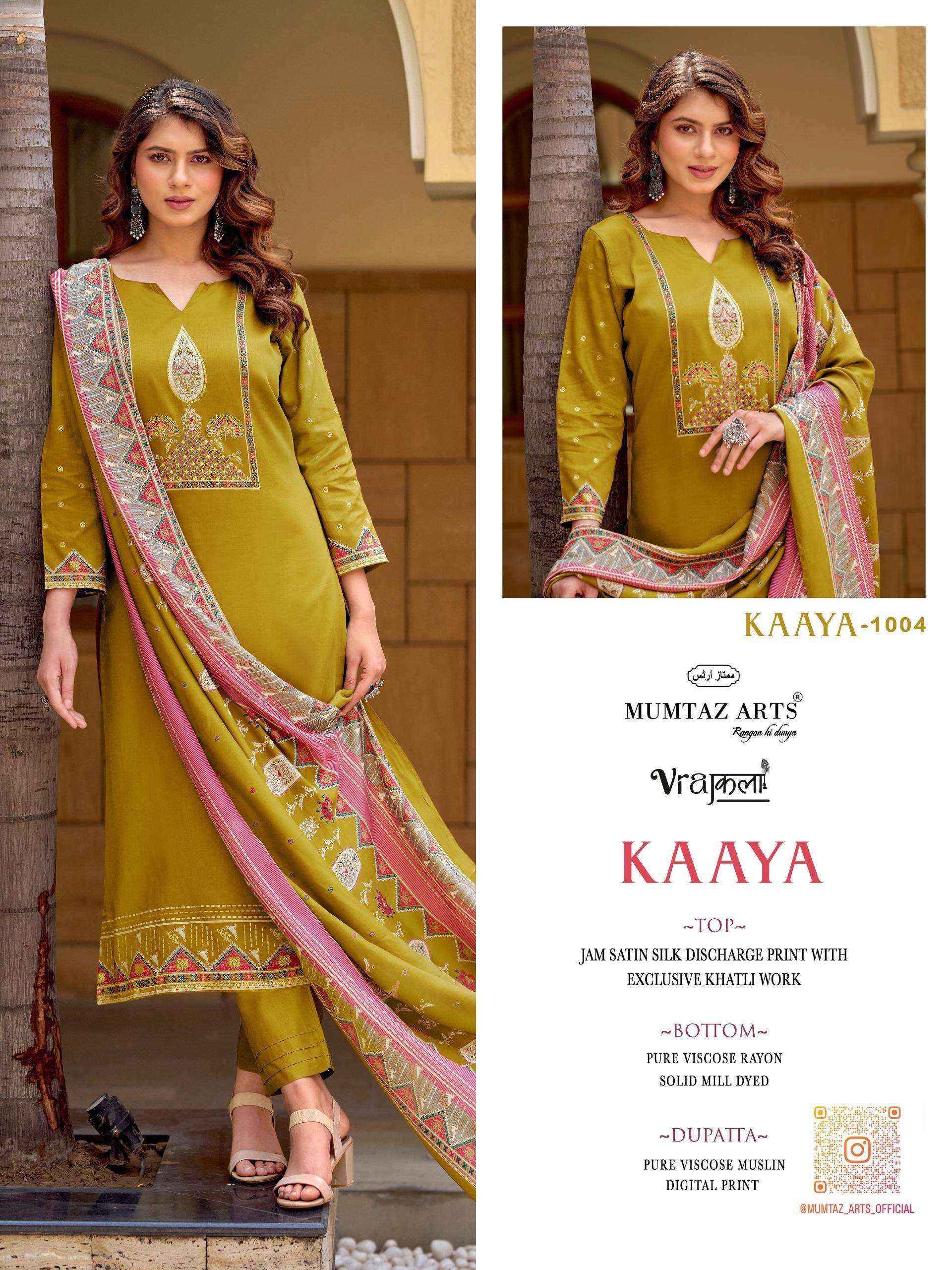 MUMTAZ ARTS KAAYA JAM COTTON DIGITAL PRINT WITH HEAVY WORK DRESS COLLECTION ( 4 PCS CATALOG )