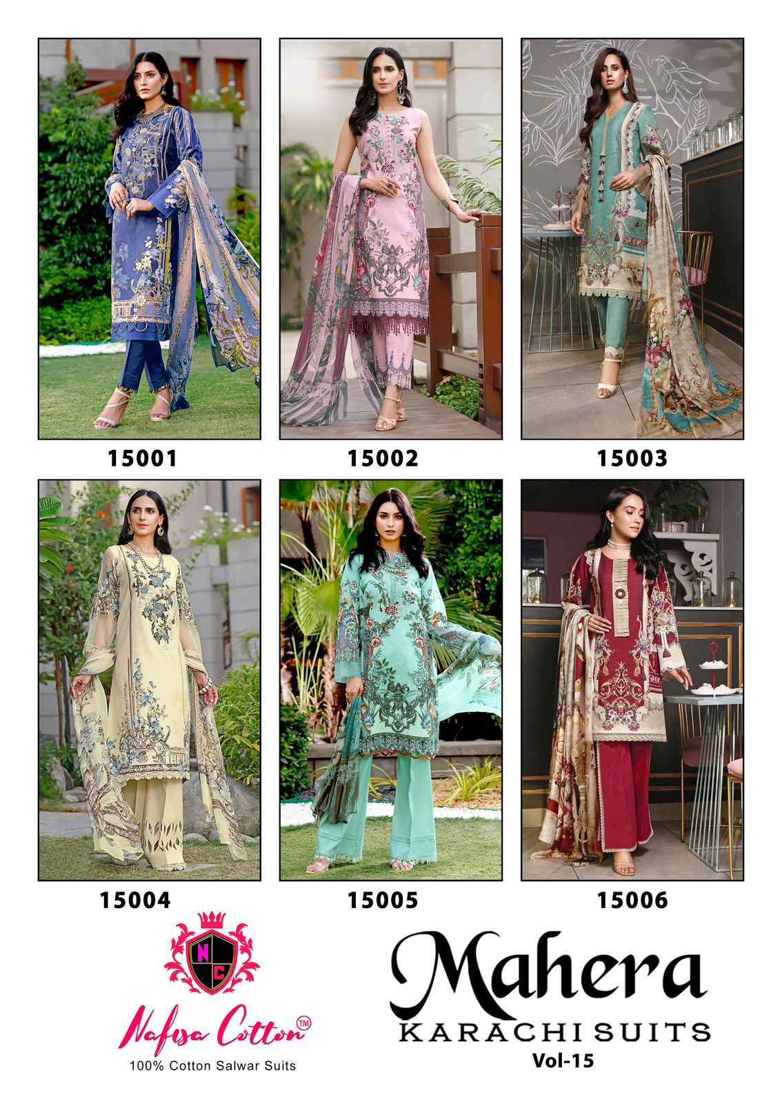 Nafisa Cotton Mahera Karachi Suits Vol 15 Cotton Dress Material ( 6 pcs Catalogue )