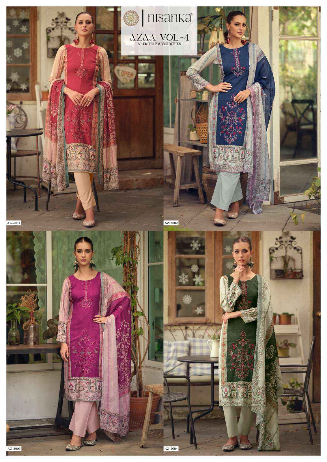 Nisanka Azaa Vol 4 Dress Material Wholesale Price ( 4 Pcs Catalogue )