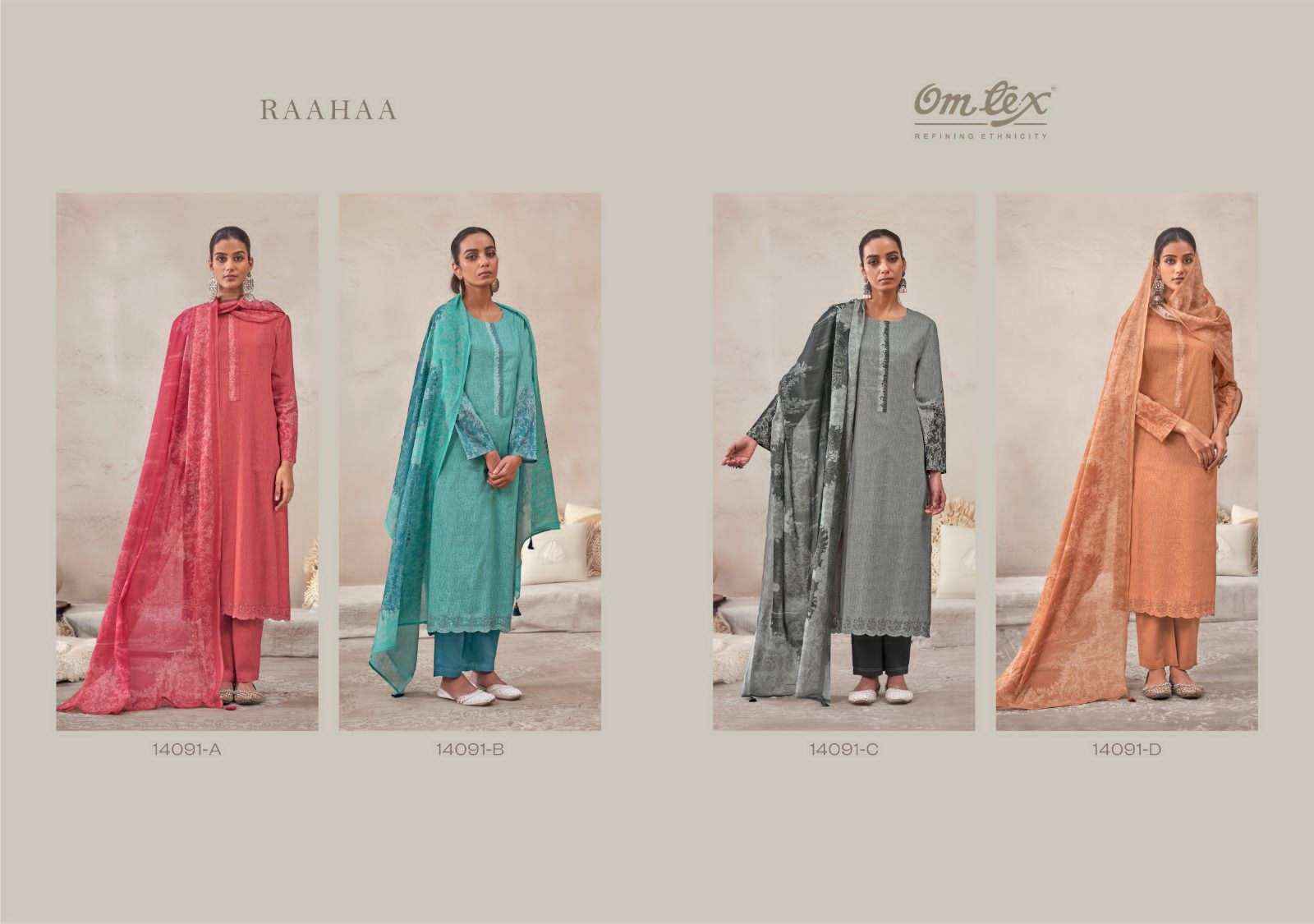 Omtex Raahaa Premium Wear Lawn Cotton Dress Collection ( 4 Pcs Catalog )