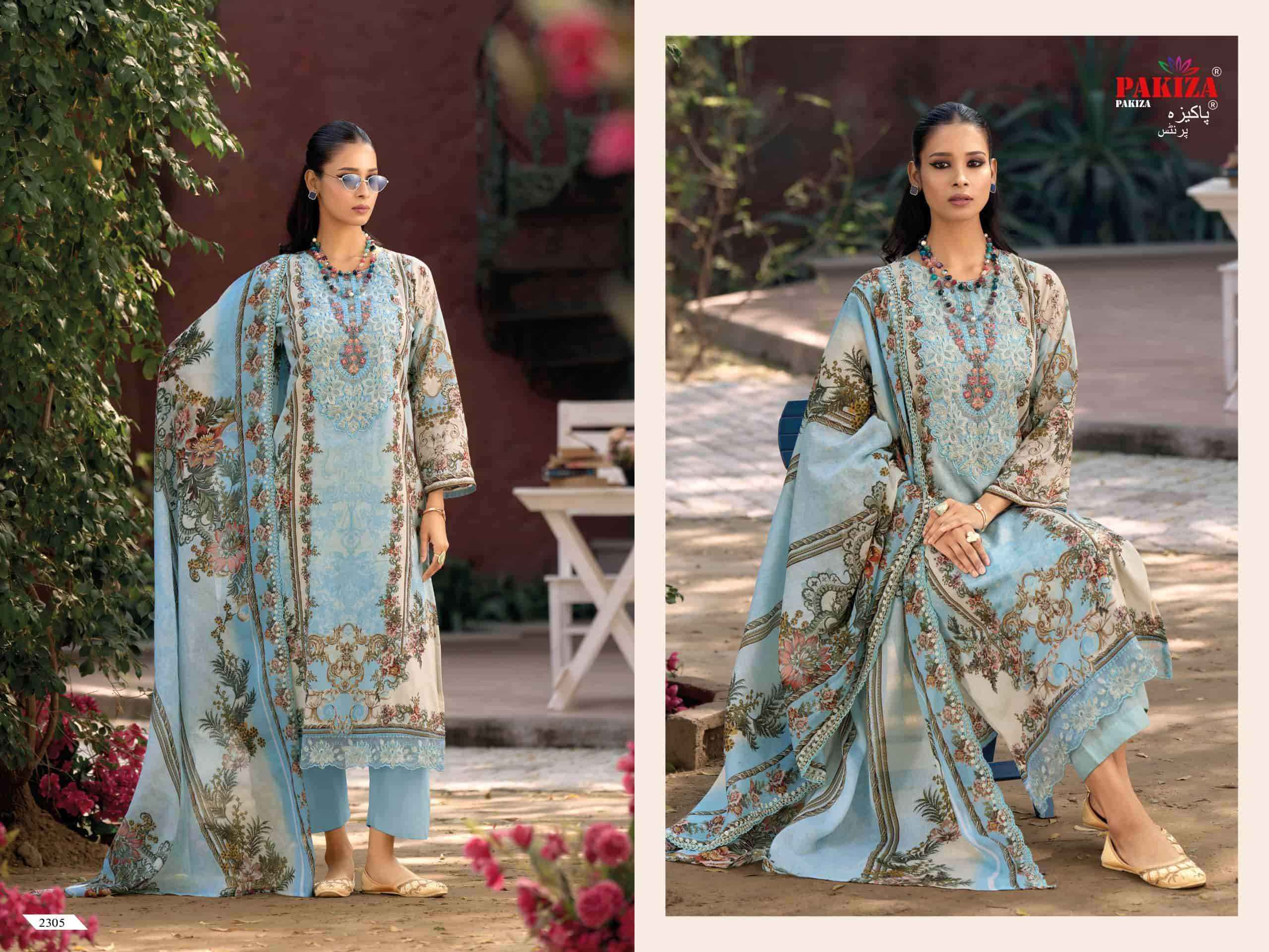 Pakiza Prints Haniya Hiba Vol 23 Lawn Cotton Kashmiri Work Pakistani Suits ( 10 Pcs Catalogue )