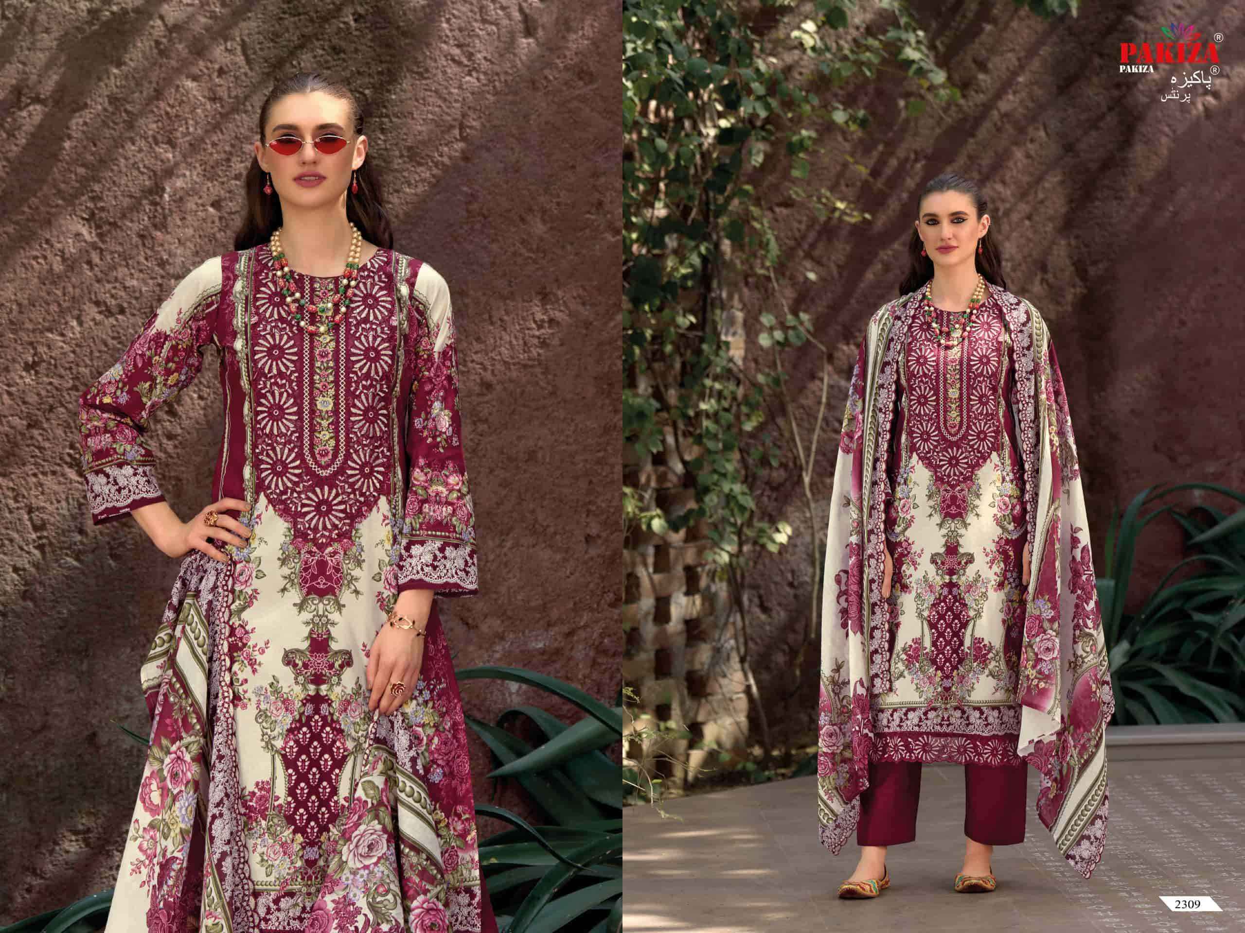 Pakiza Prints Haniya Hiba Vol 23 Lawn Cotton Kashmiri Work Pakistani Suits ( 10 Pcs Catalogue )